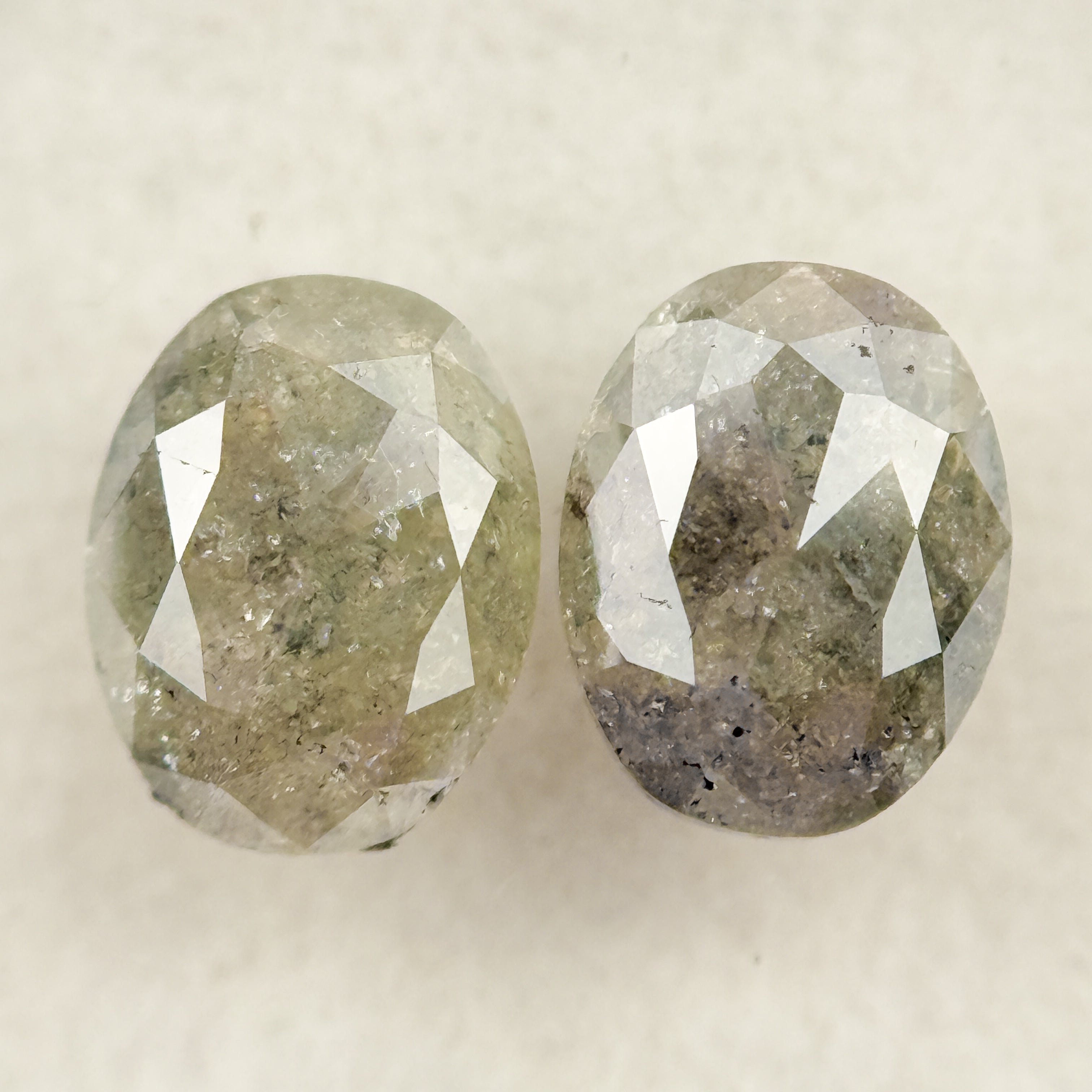 1.57 Ct Oval Rose Cut Grey Natural Salt and Pepper Diamond