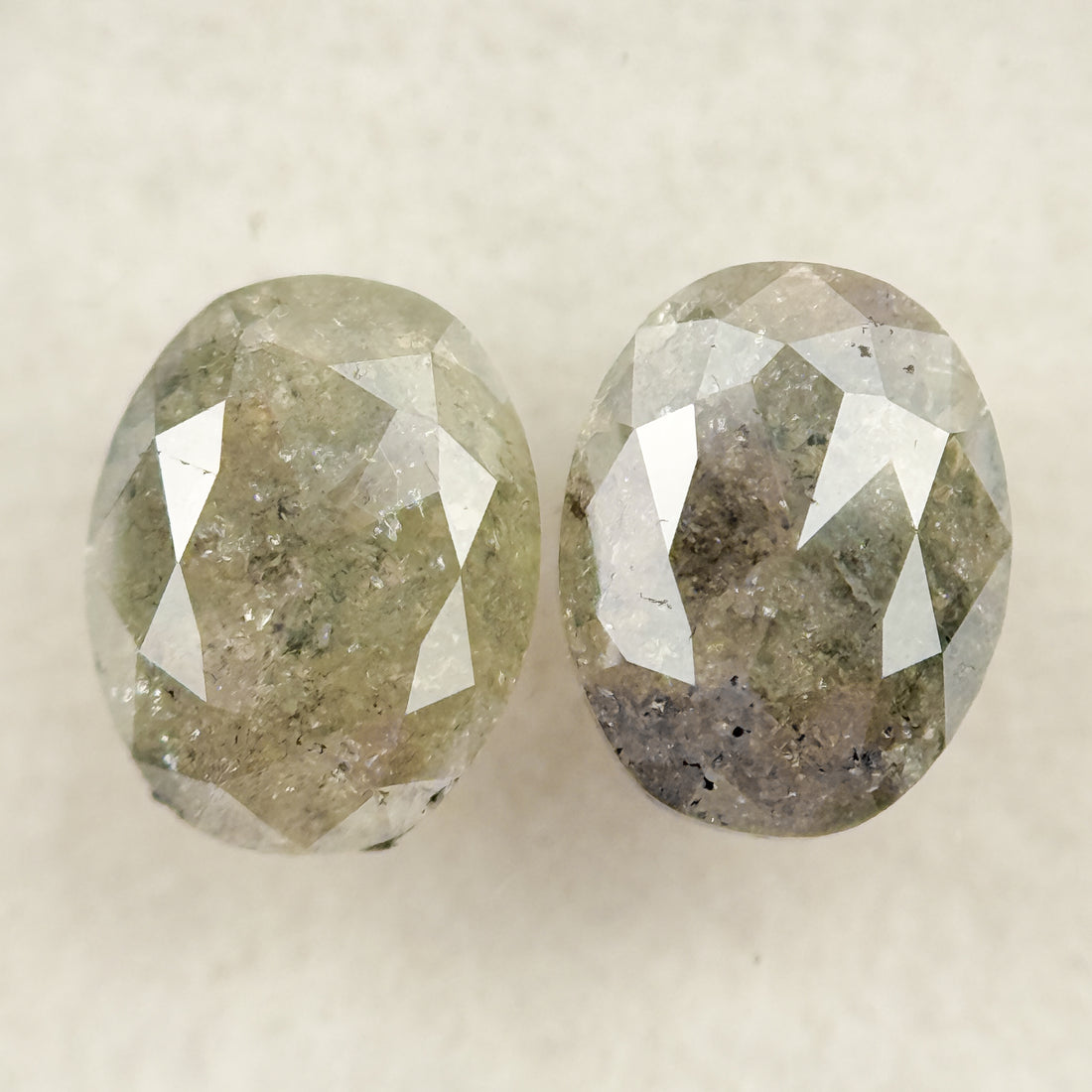 1.57 Ct Oval Rose Cut Grey Natural Salt and Pepper Diamond