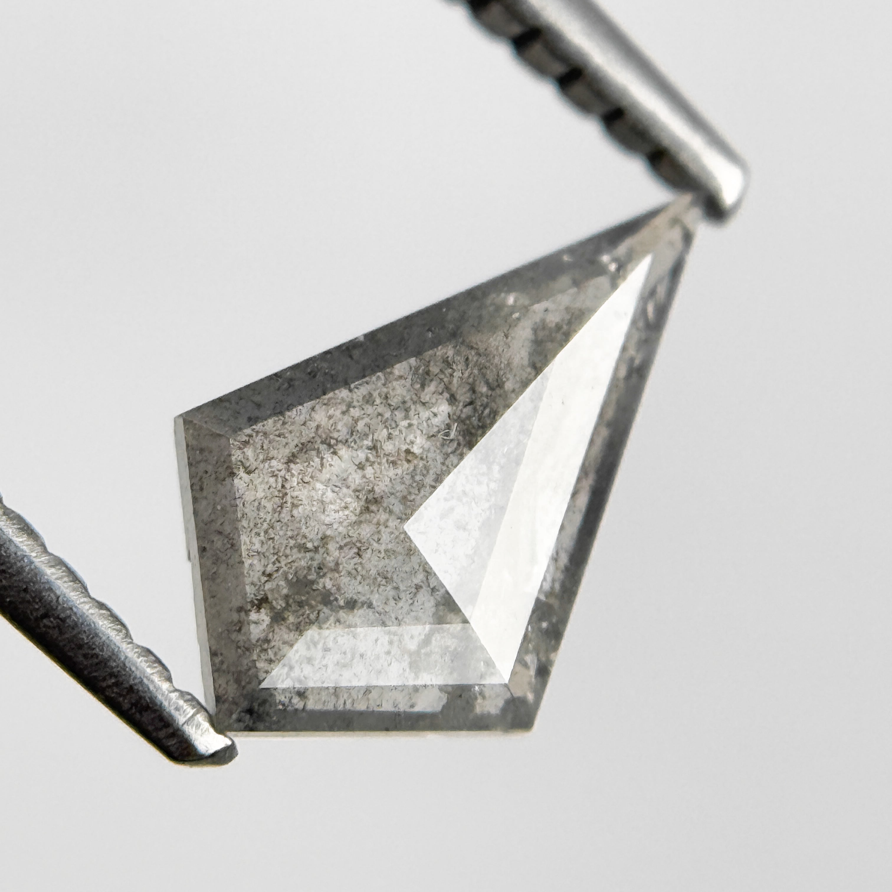 0.71 Ct Kite Rose Cut Grey Natural Salt and Pepper Diamond