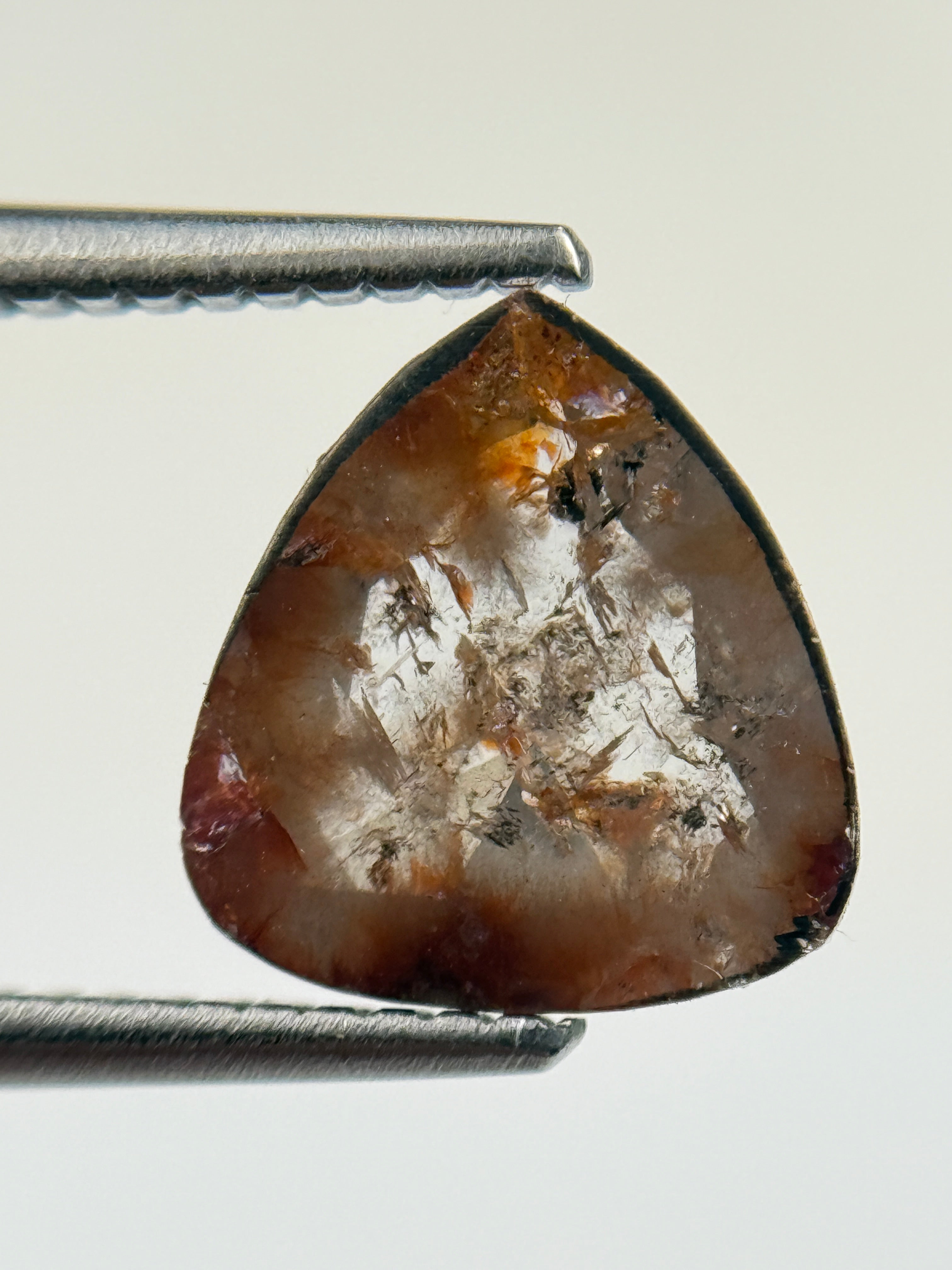 1.88 Ct Pear Rose Cut Red Natural Salt and Pepper Diamond