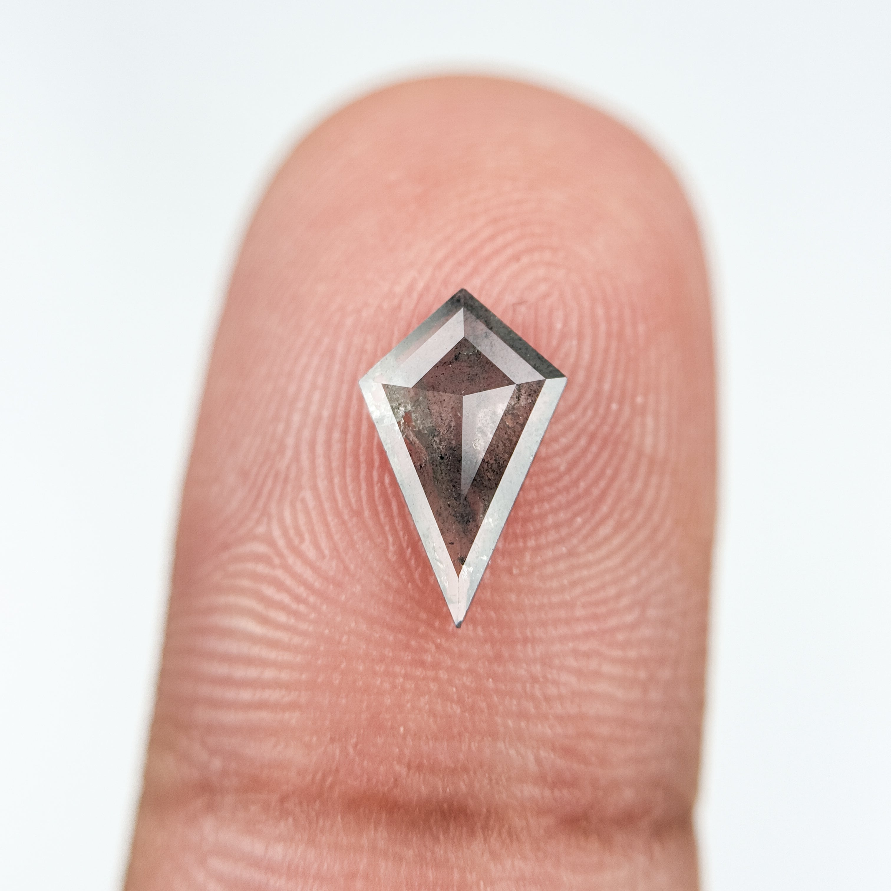 0.71 Ct Kite Rose Cut Grey Natural Salt and Pepper Diamond