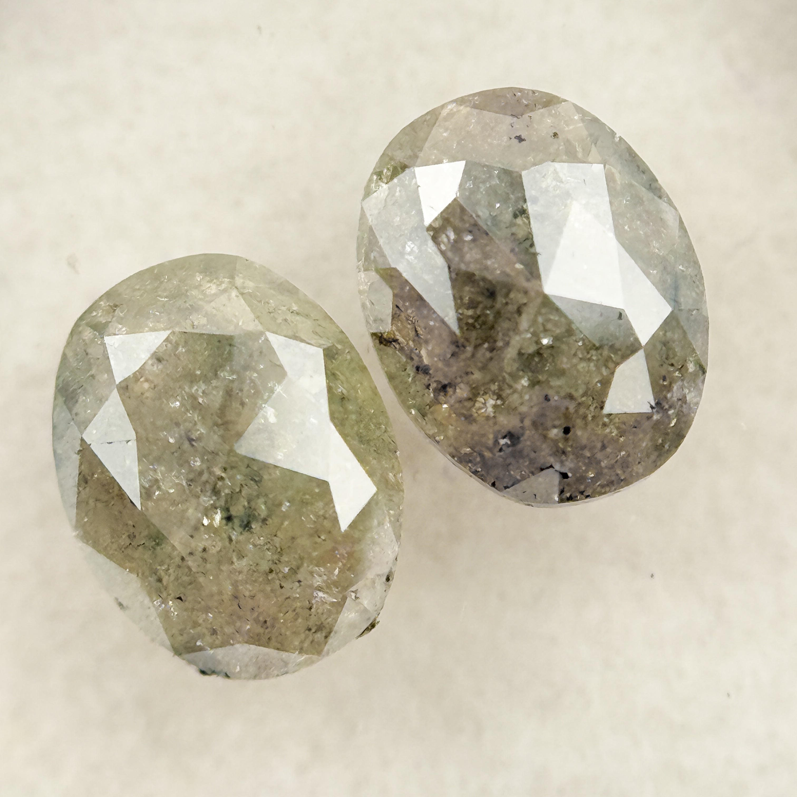 1.57 Ct Oval Rose Cut Grey Natural Salt and Pepper Diamond