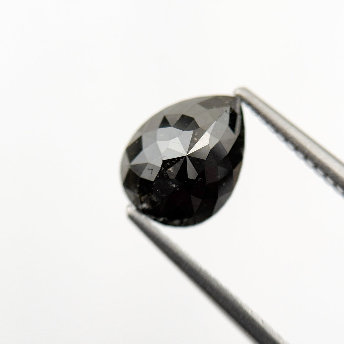 2.27 Ct Pear Rose Cut Black Natural Fancy Diamond