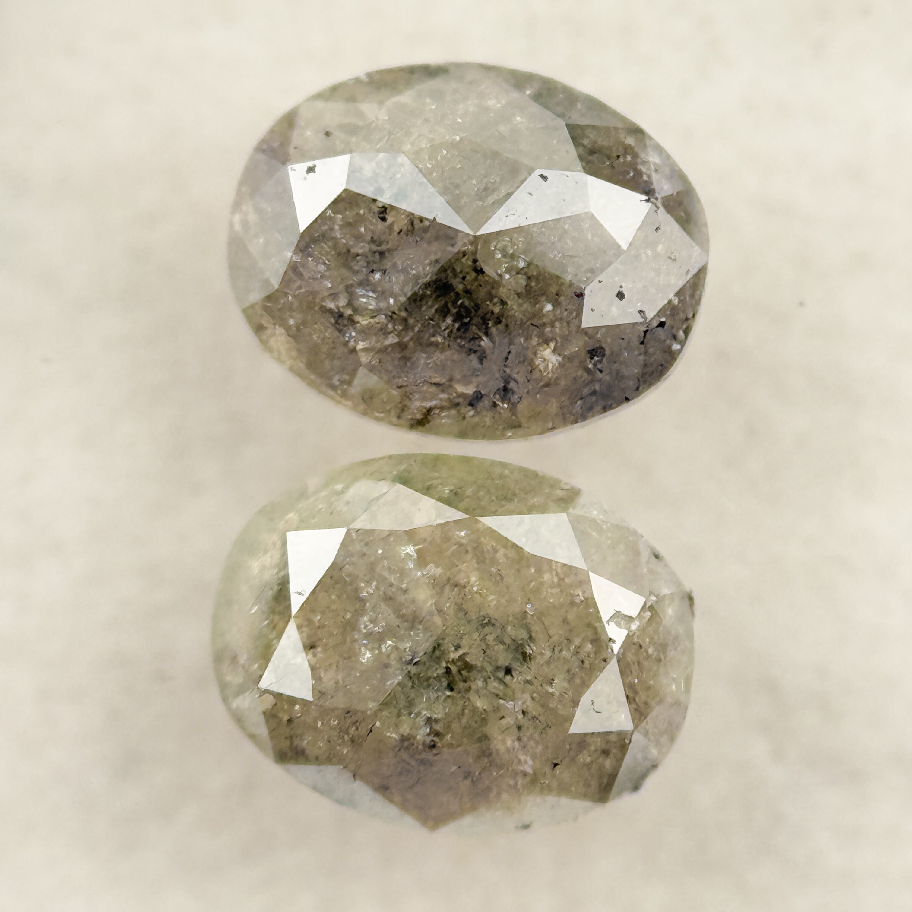1.57 Ct Oval Rose Cut Grey Natural Salt and Pepper Diamond
