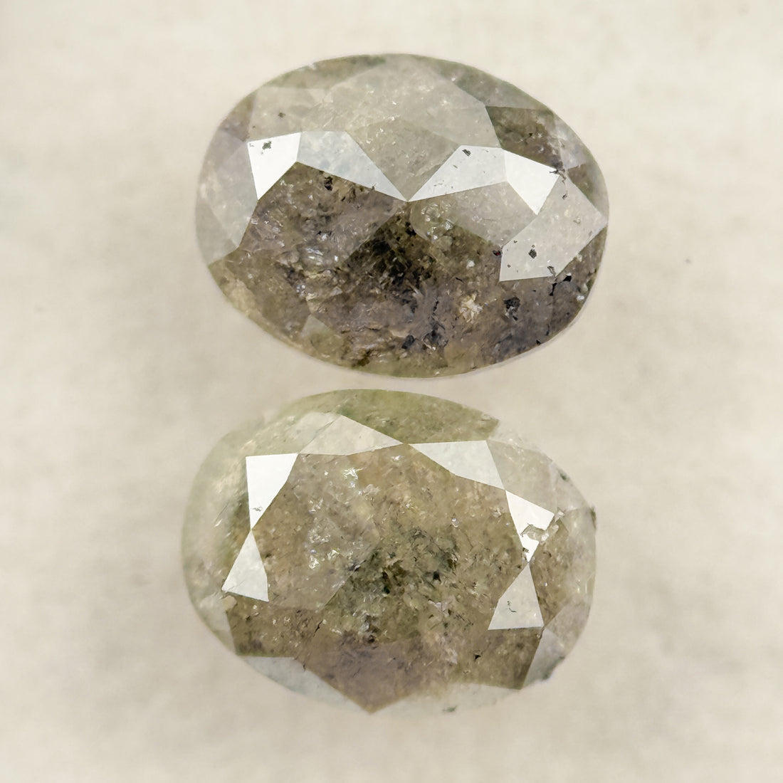 1.57 Ct Oval Rose Cut Grey Natural Salt and Pepper Diamond