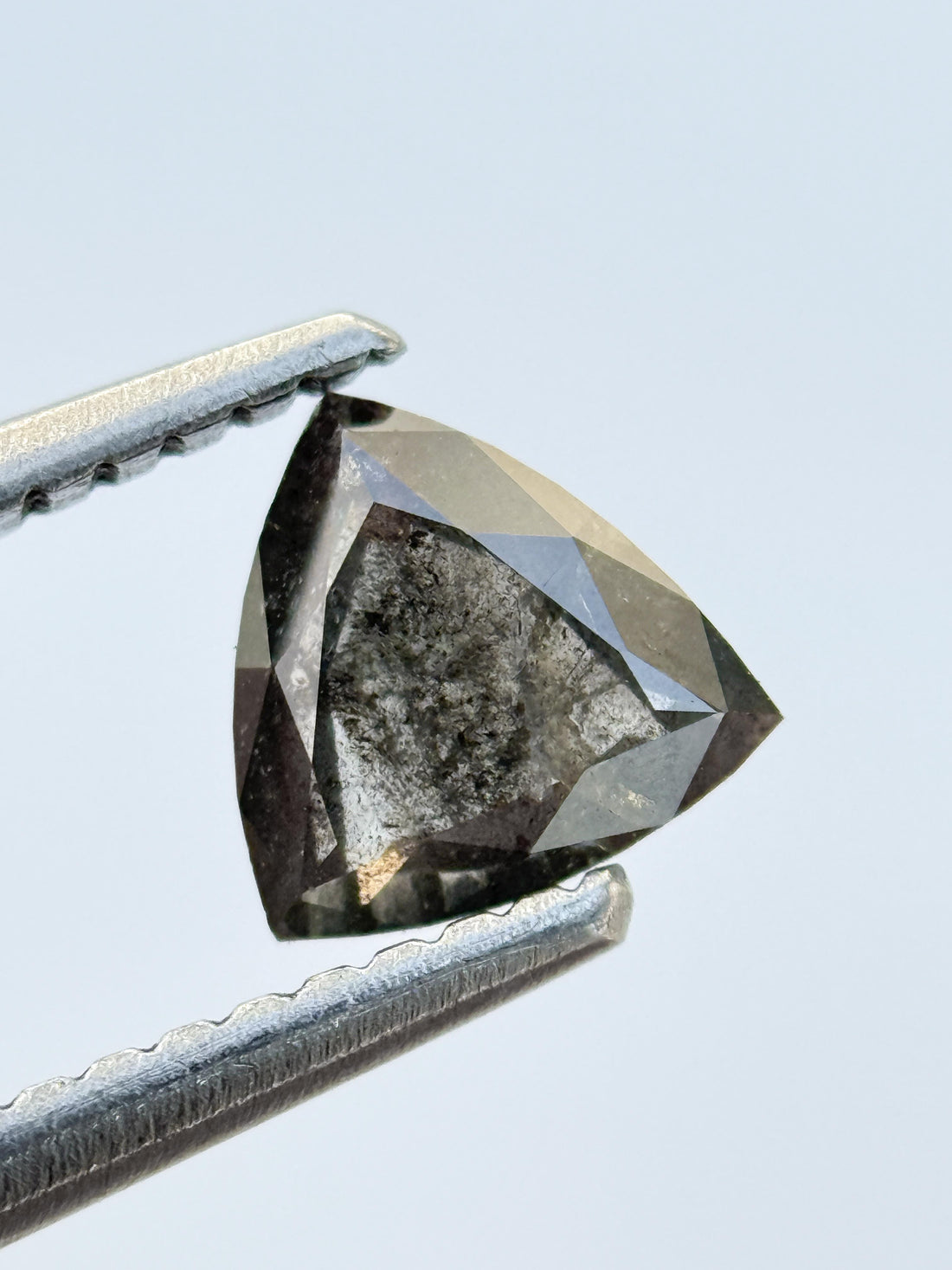 1.15 Ct Triangle Rose Cut Grey Natural Salt and Pepper Diamond