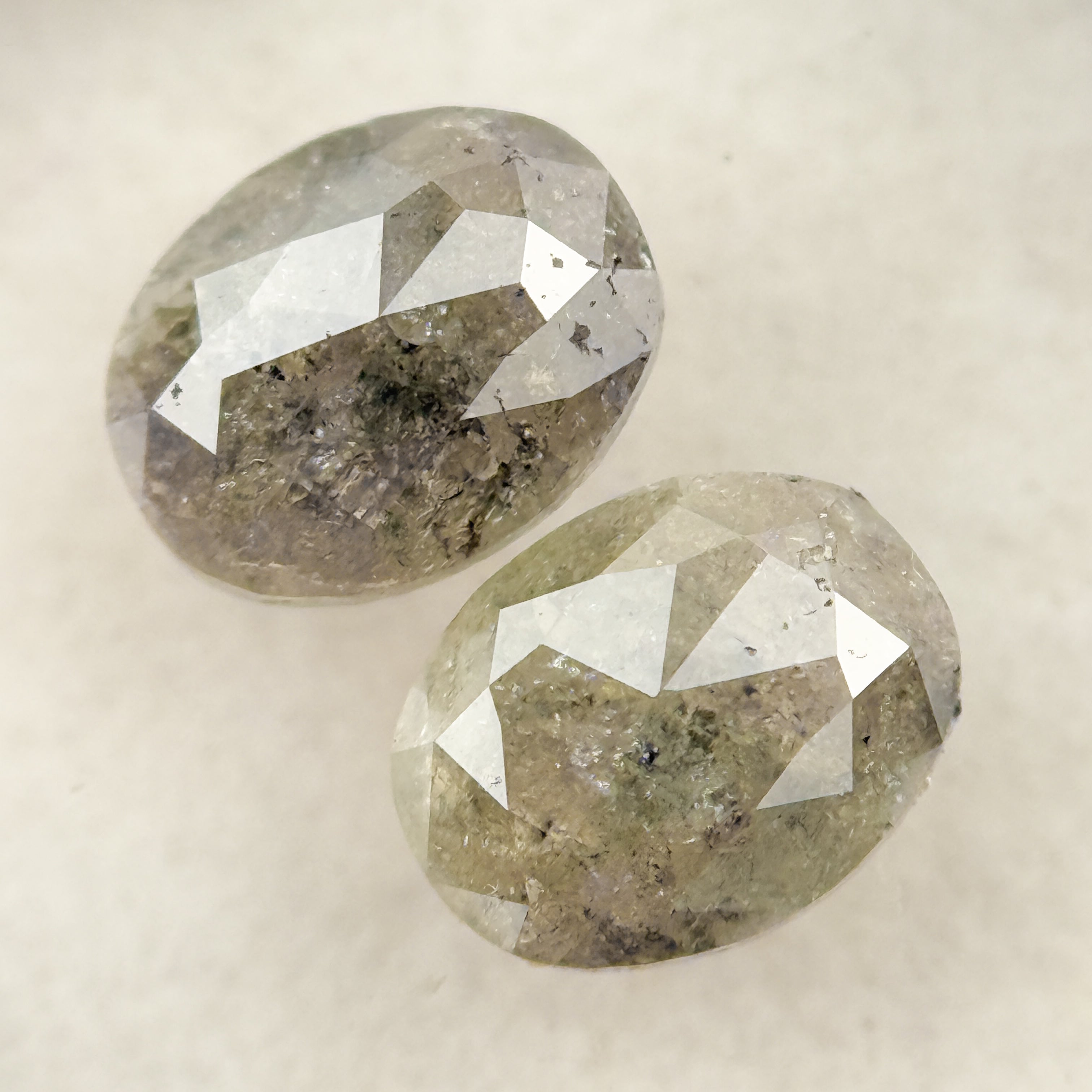 1.57 Ct Oval Rose Cut Grey Natural Salt and Pepper Diamond