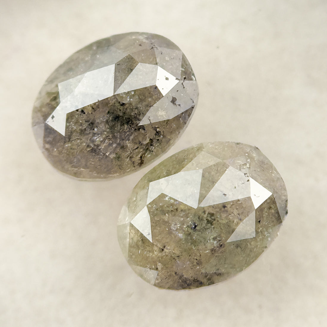 1.57 Ct Oval Rose Cut Grey Natural Salt and Pepper Diamond