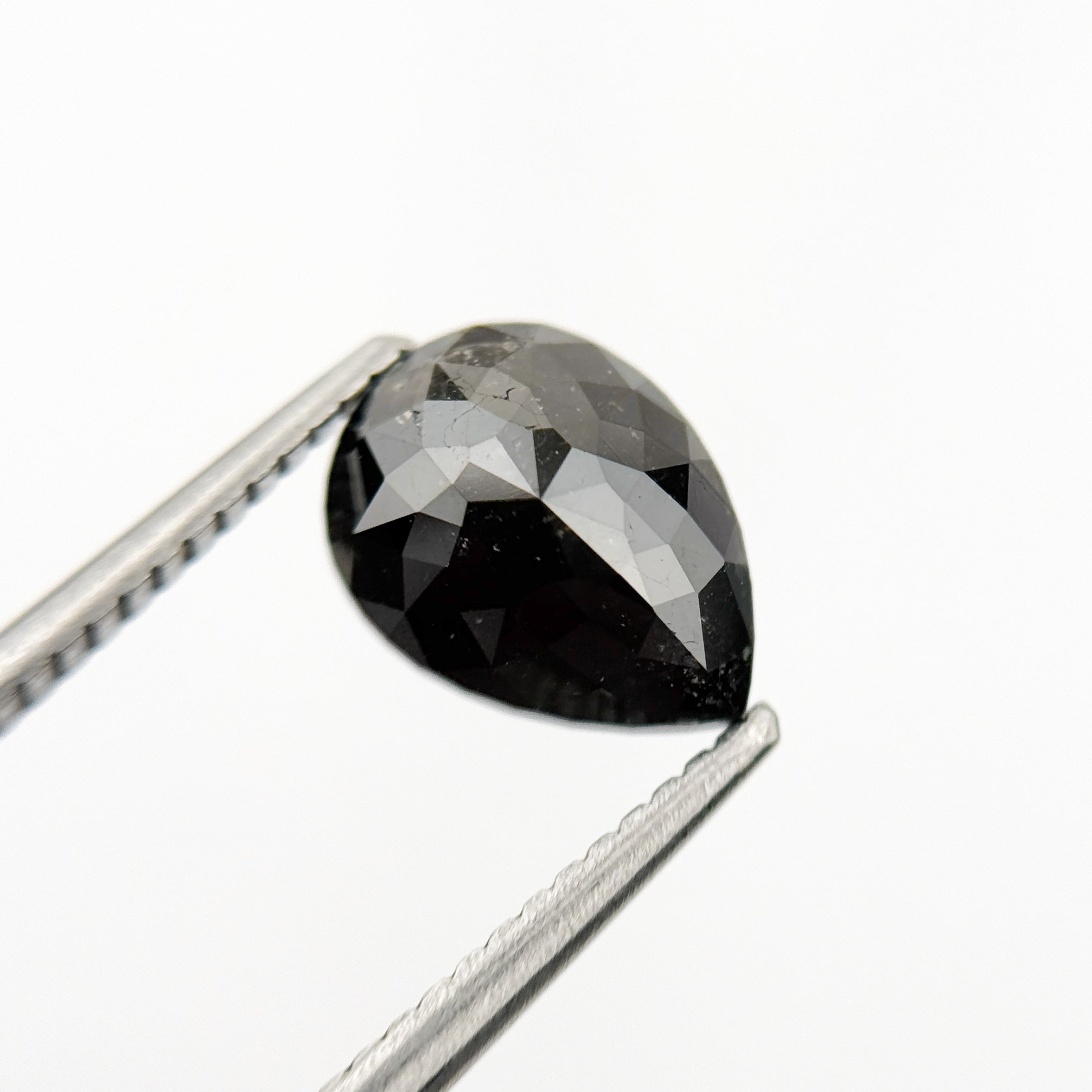 2.27 Ct Pear Rose Cut Black Natural Fancy Diamond