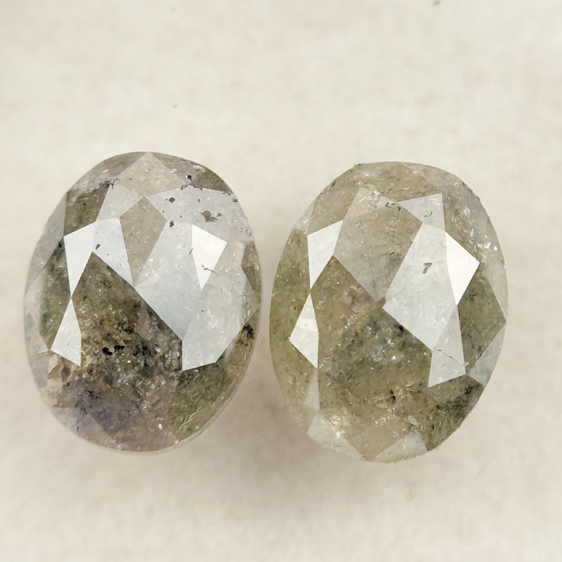 1.57 Ct Oval Rose Cut Grey Natural Salt and Pepper Diamond