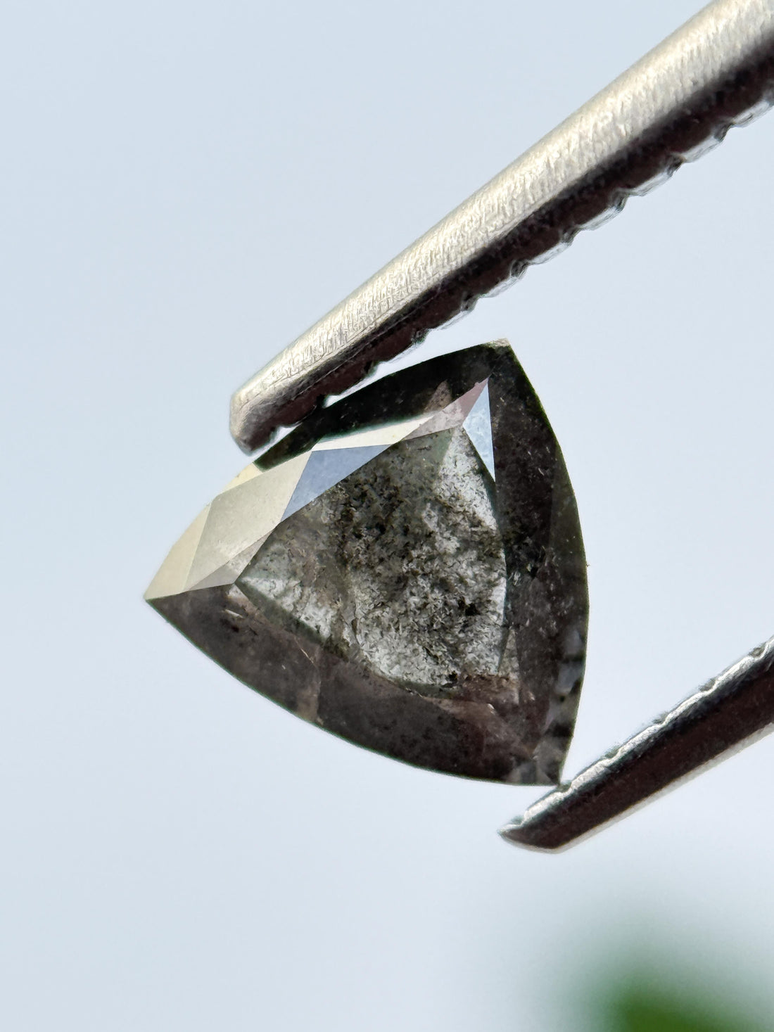 1.15 Ct Triangle Rose Cut Grey Natural Salt and Pepper Diamond