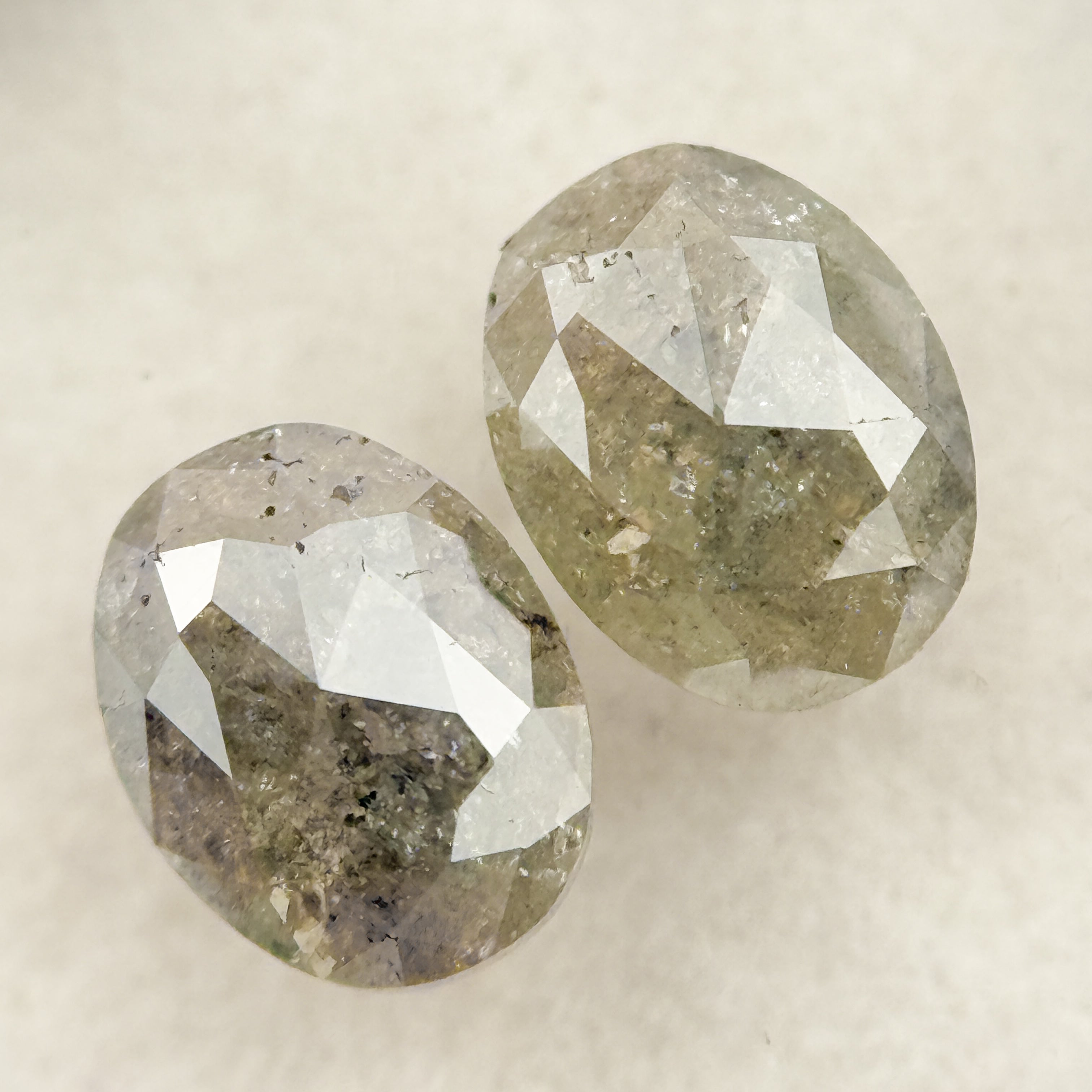 1.57 Ct Oval Rose Cut Grey Natural Salt and Pepper Diamond