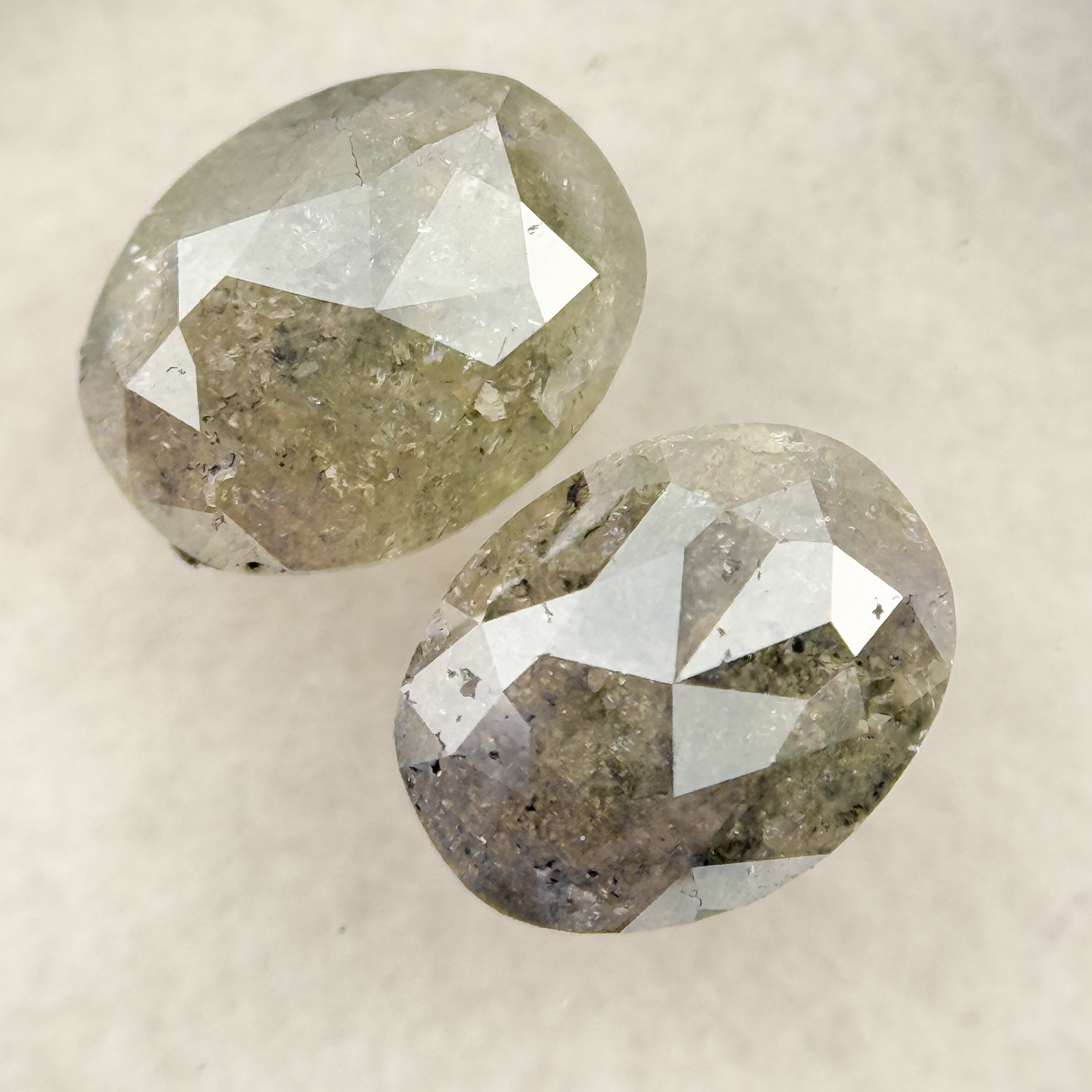 1.57 Ct Oval Rose Cut Grey Natural Salt and Pepper Diamond