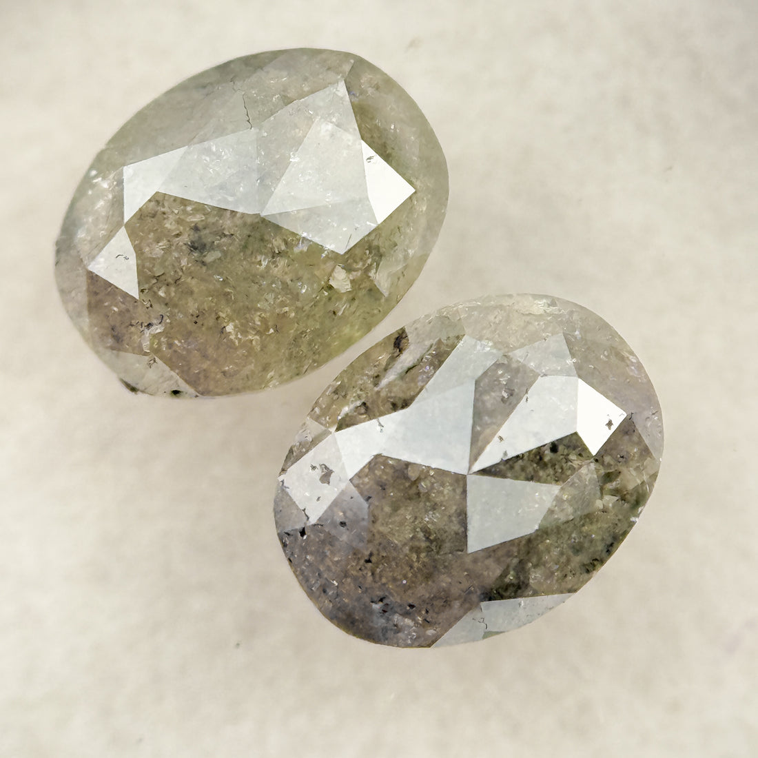 1.57 Ct Oval Rose Cut Grey Natural Salt and Pepper Diamond