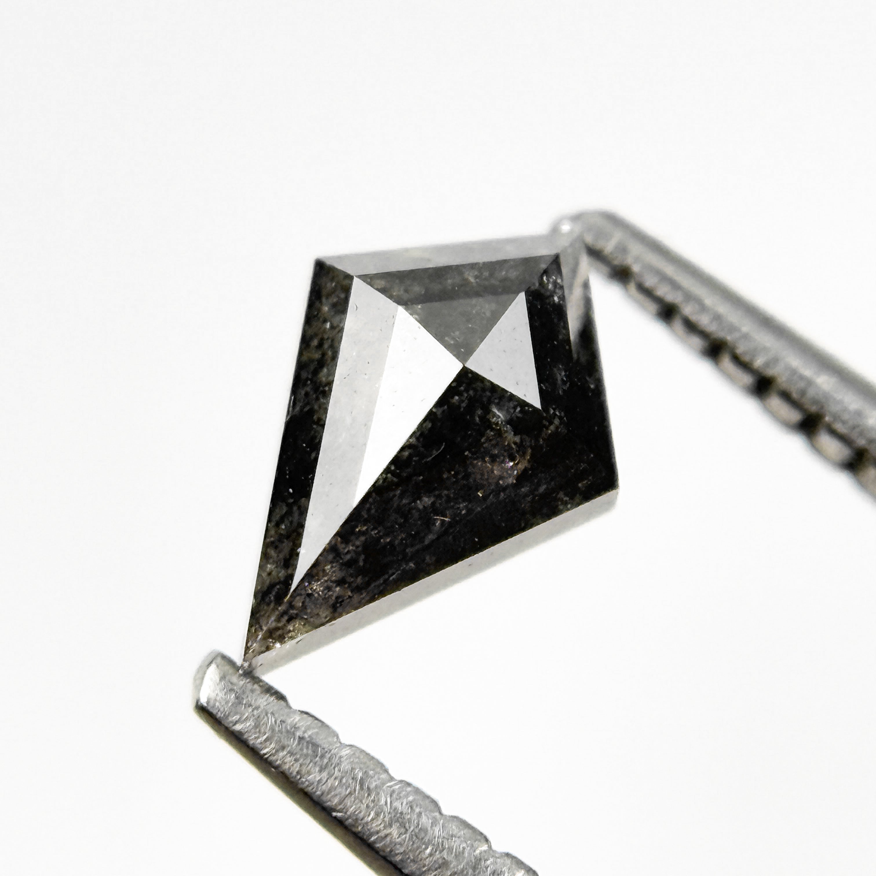 0.73 Ct Kite Rose Cut Grey Natural Salt and Pepper Diamond