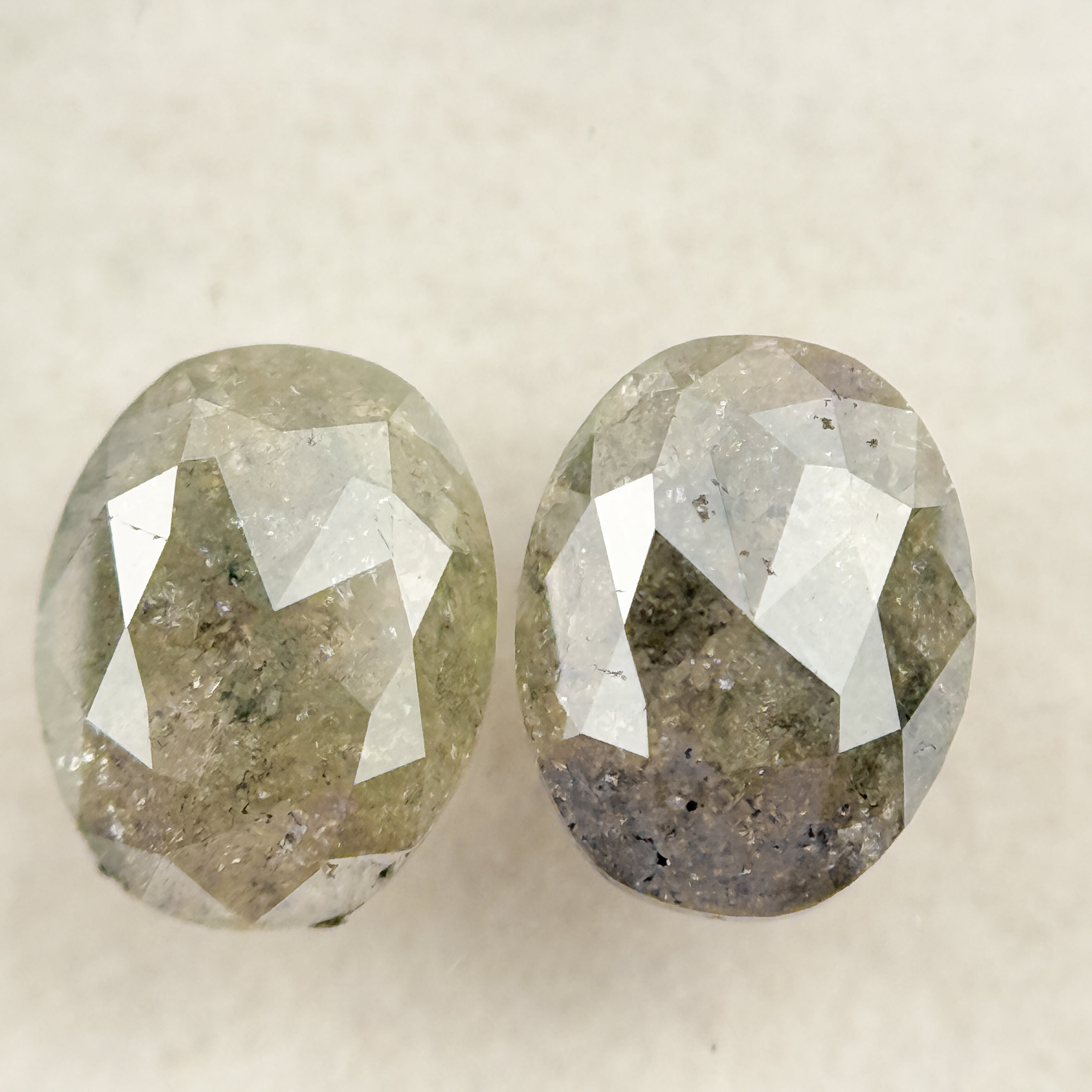 1.57 Ct Oval Rose Cut Grey Natural Salt and Pepper Diamond
