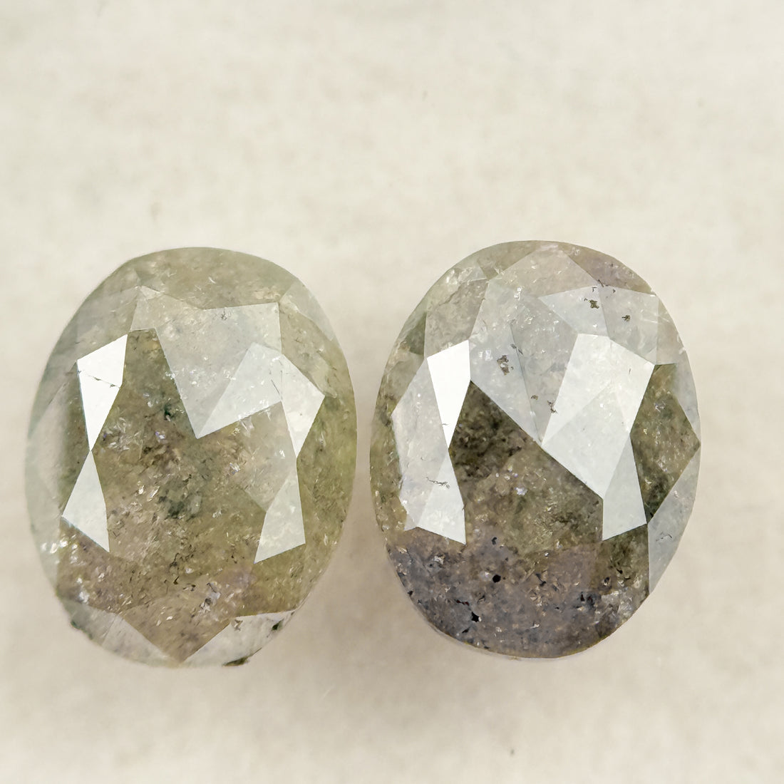 1.57 Ct Oval Rose Cut Grey Natural Salt and Pepper Diamond