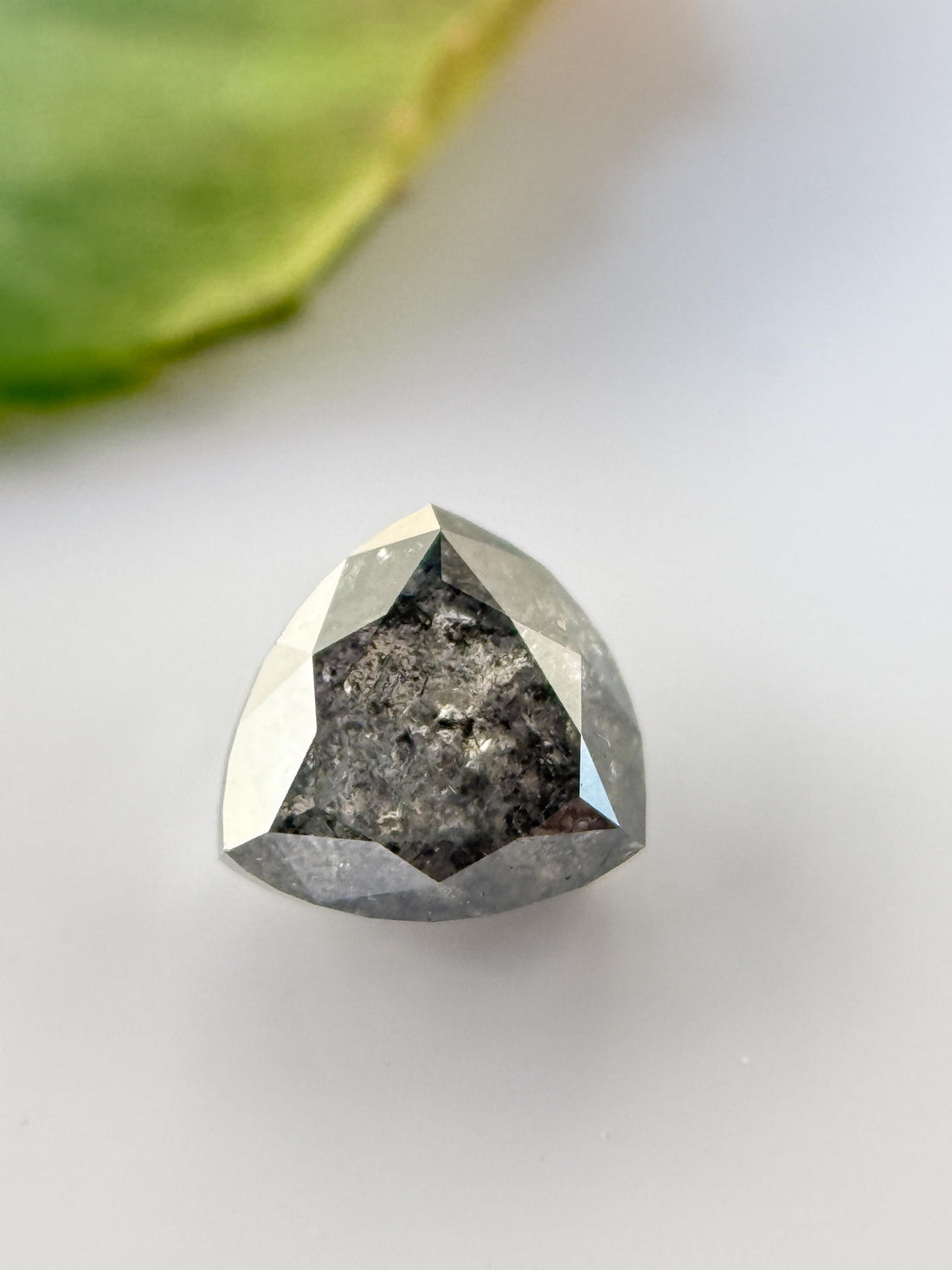 0.55 Ct Triangle Rose Cut Grey Natural Salt and Pepper Diamond