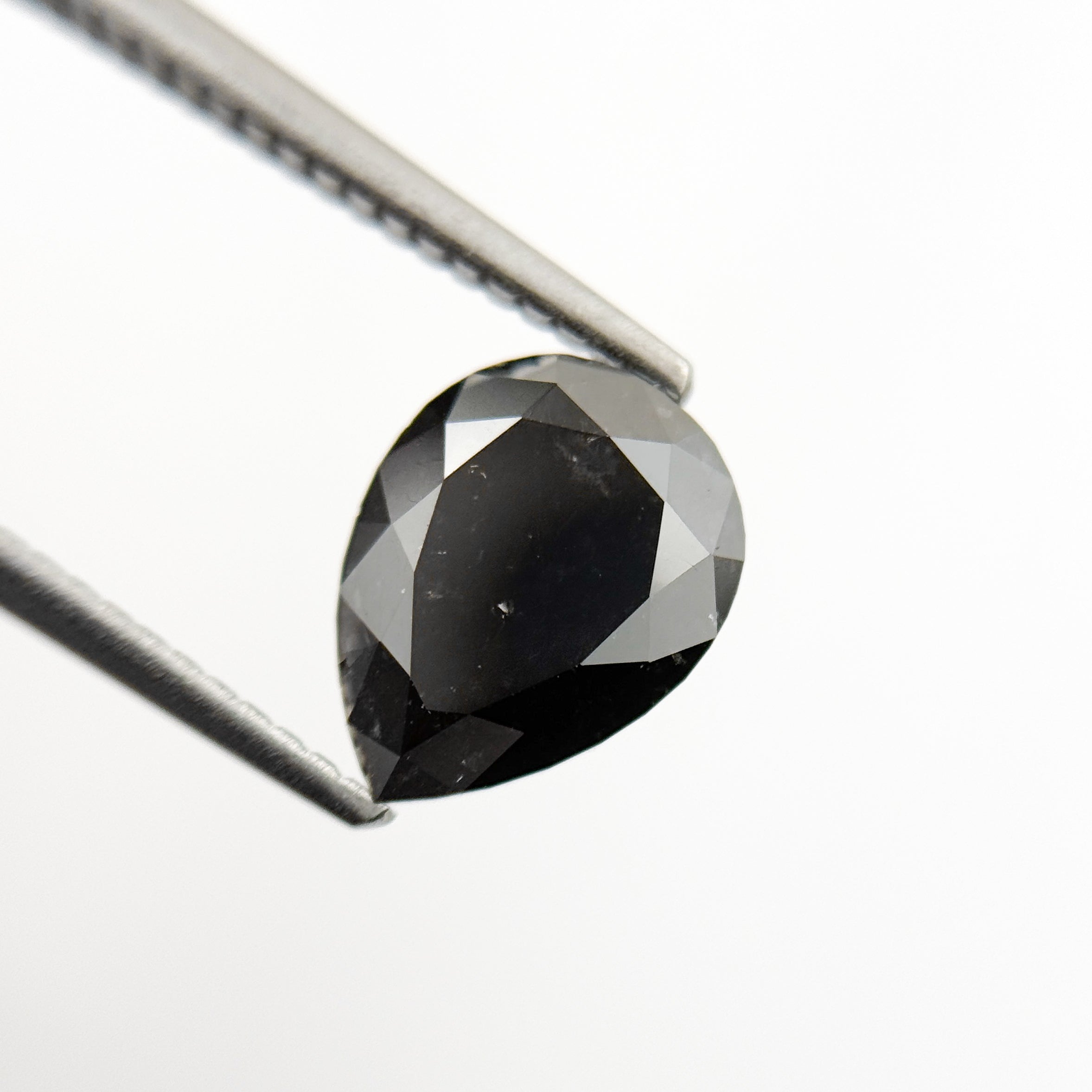 2.27 Ct Pear Rose Cut Black Natural Fancy Diamond