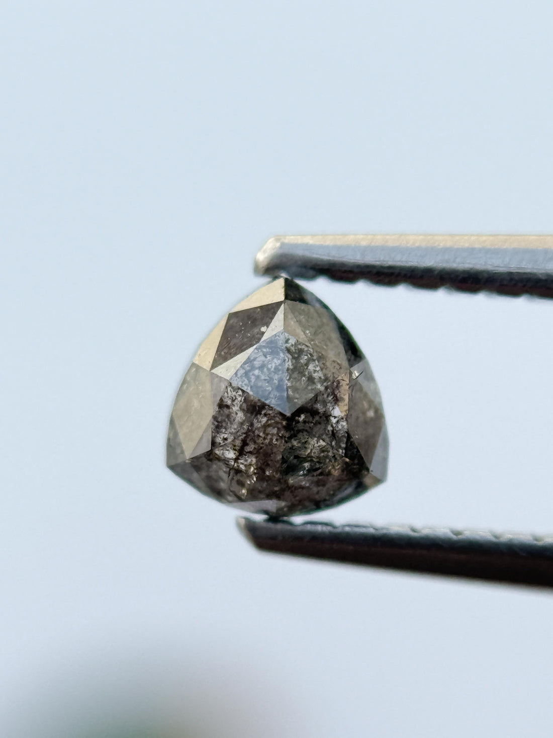 0.55 Ct Triangle Rose Cut Grey Natural Salt and Pepper Diamond