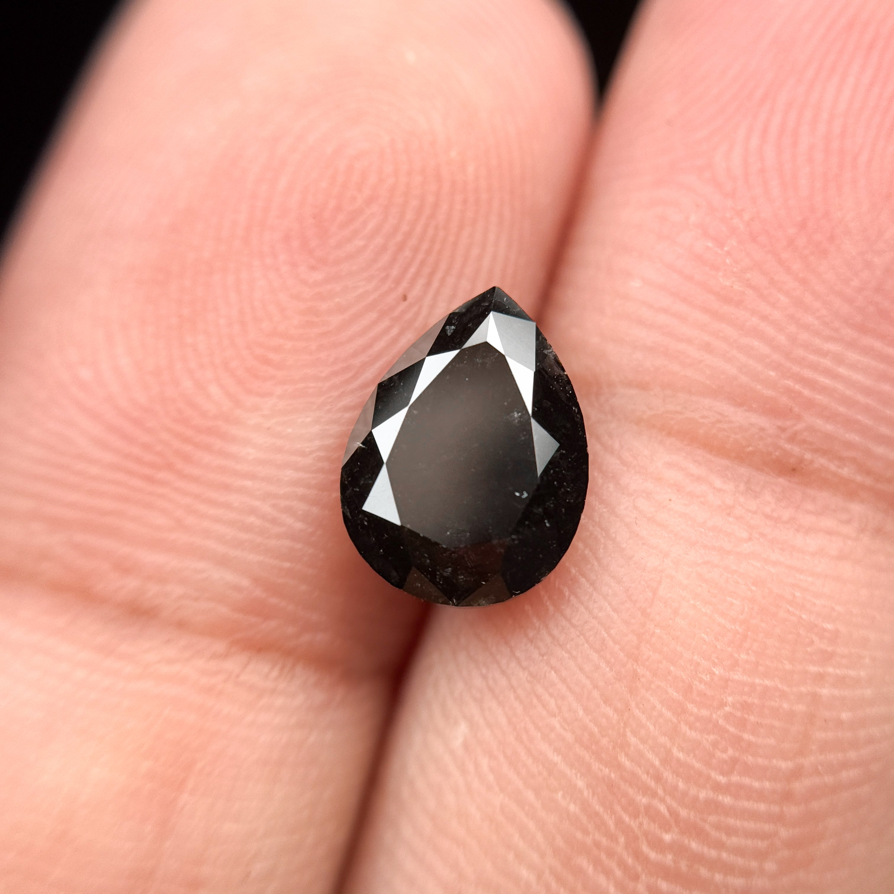 2.27 Ct Pear Rose Cut Black Natural Fancy Diamond