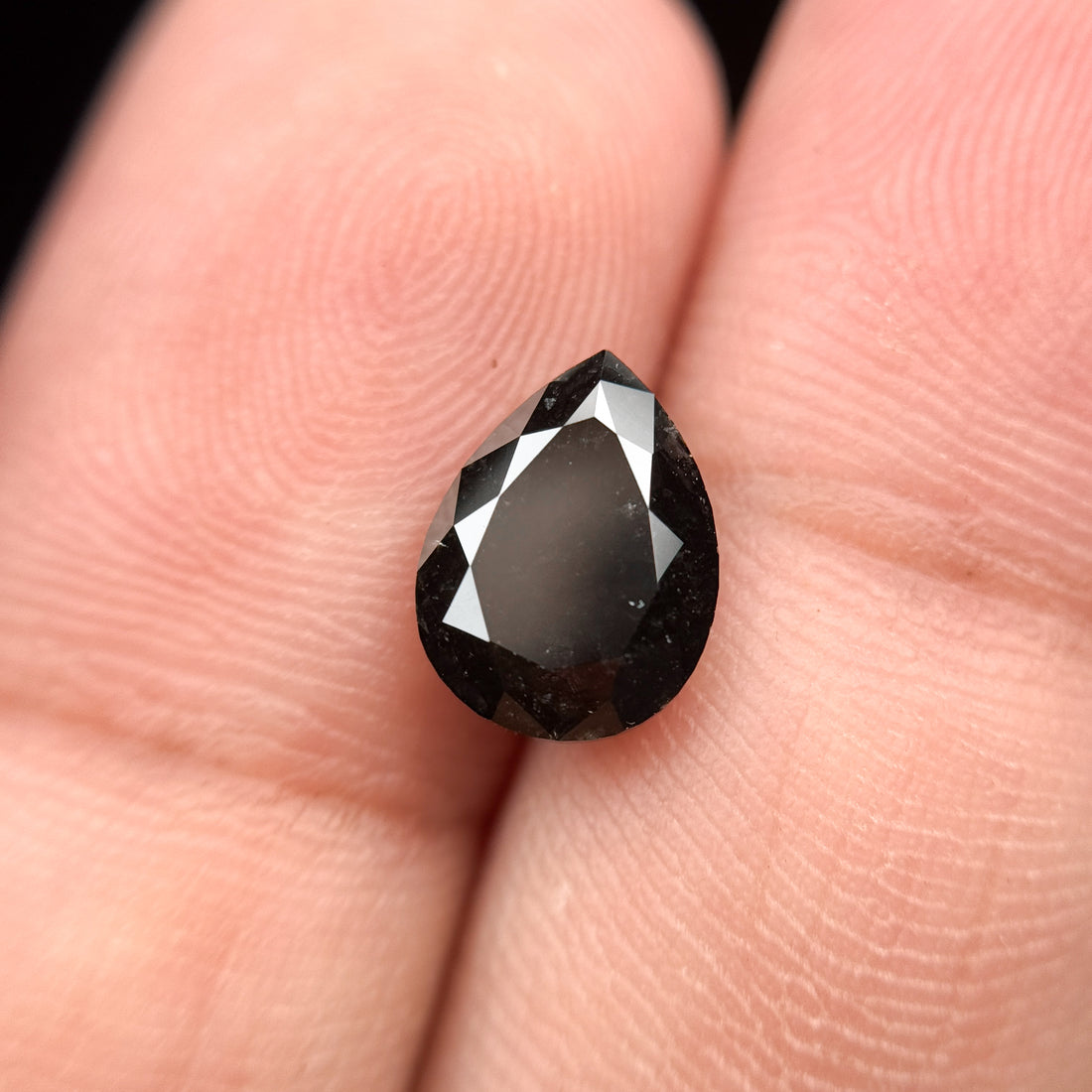 2.27 Ct Pear Rose Cut Black Natural Fancy Diamond