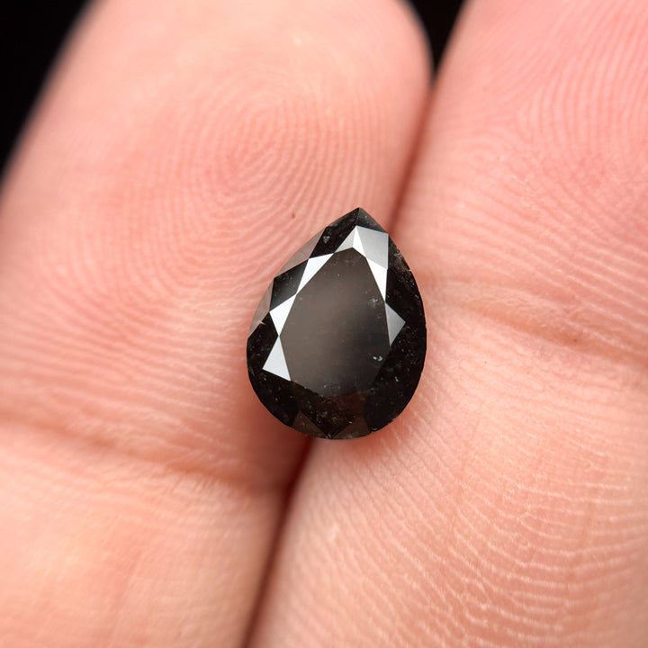 2.27 Ct Pear Rose Cut Black Natural Fancy Diamond