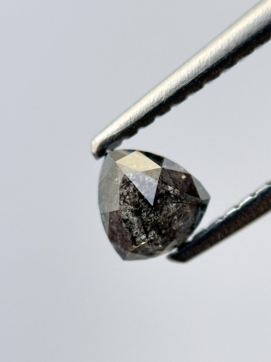 0.55 Ct Triangle Rose Cut Grey Natural Salt and Pepper Diamond
