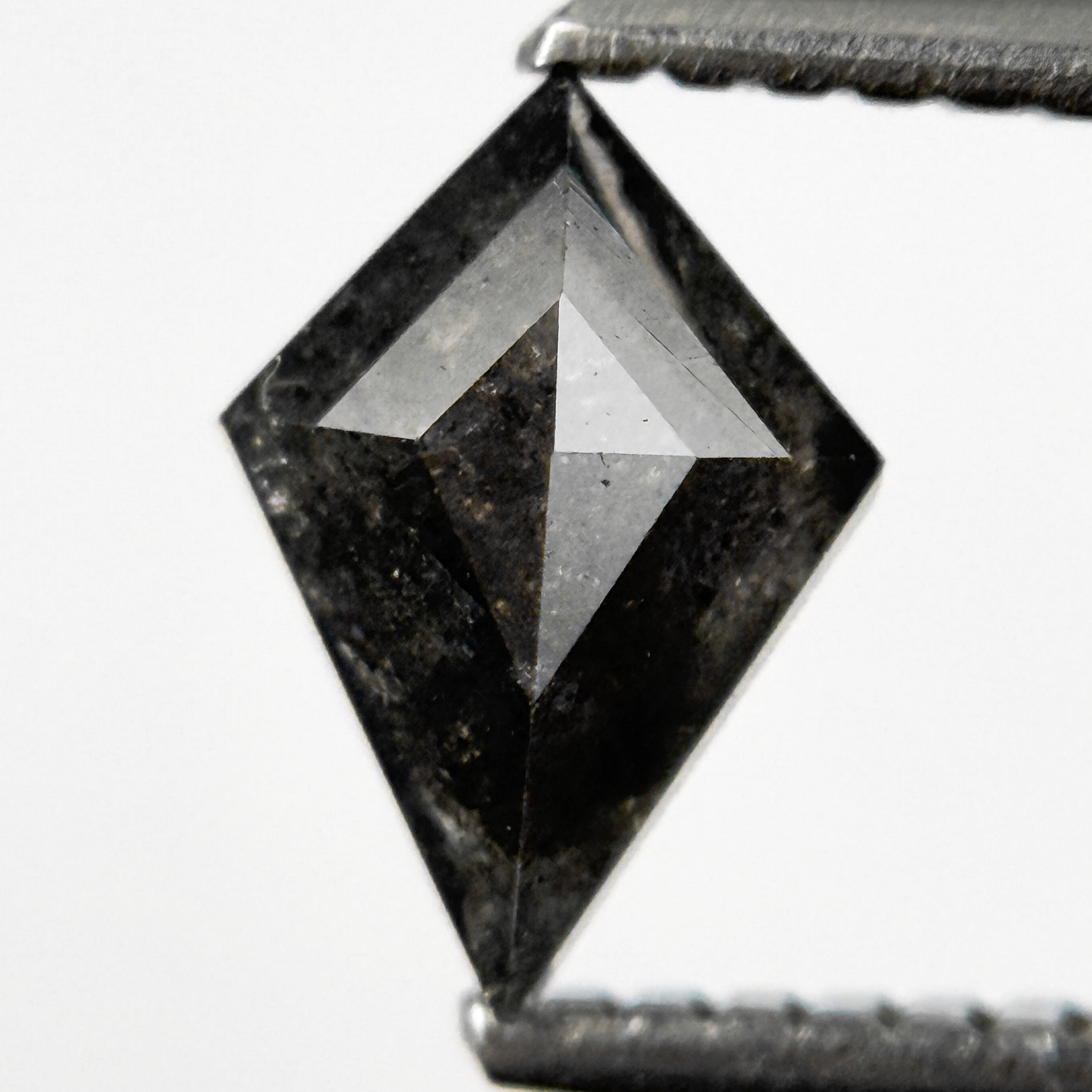 0.74 Ct Kite Rose Cut Black Natural Salt and Pepper Diamond
