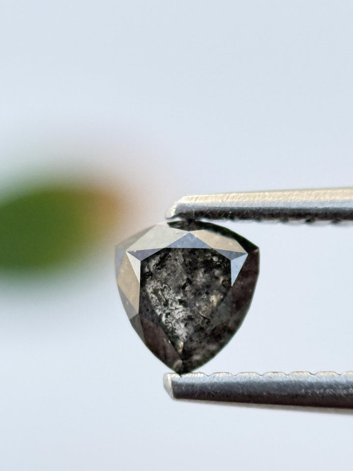 0.55 Ct Triangle Rose Cut Grey Natural Salt and Pepper Diamond