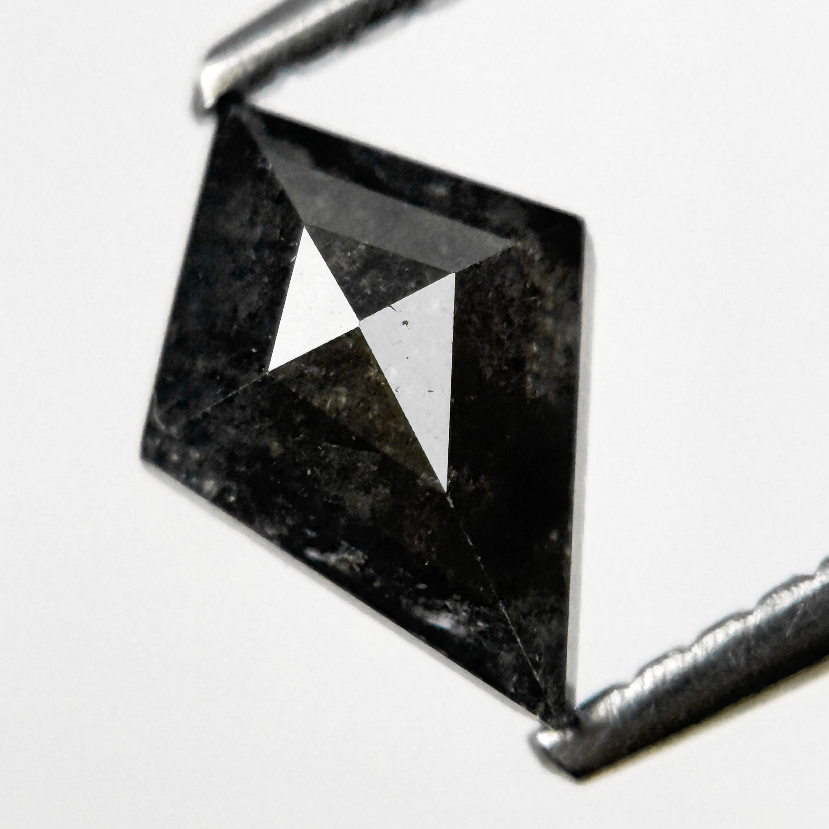 0.74 Ct Kite Rose Cut Black Natural Salt and Pepper Diamond
