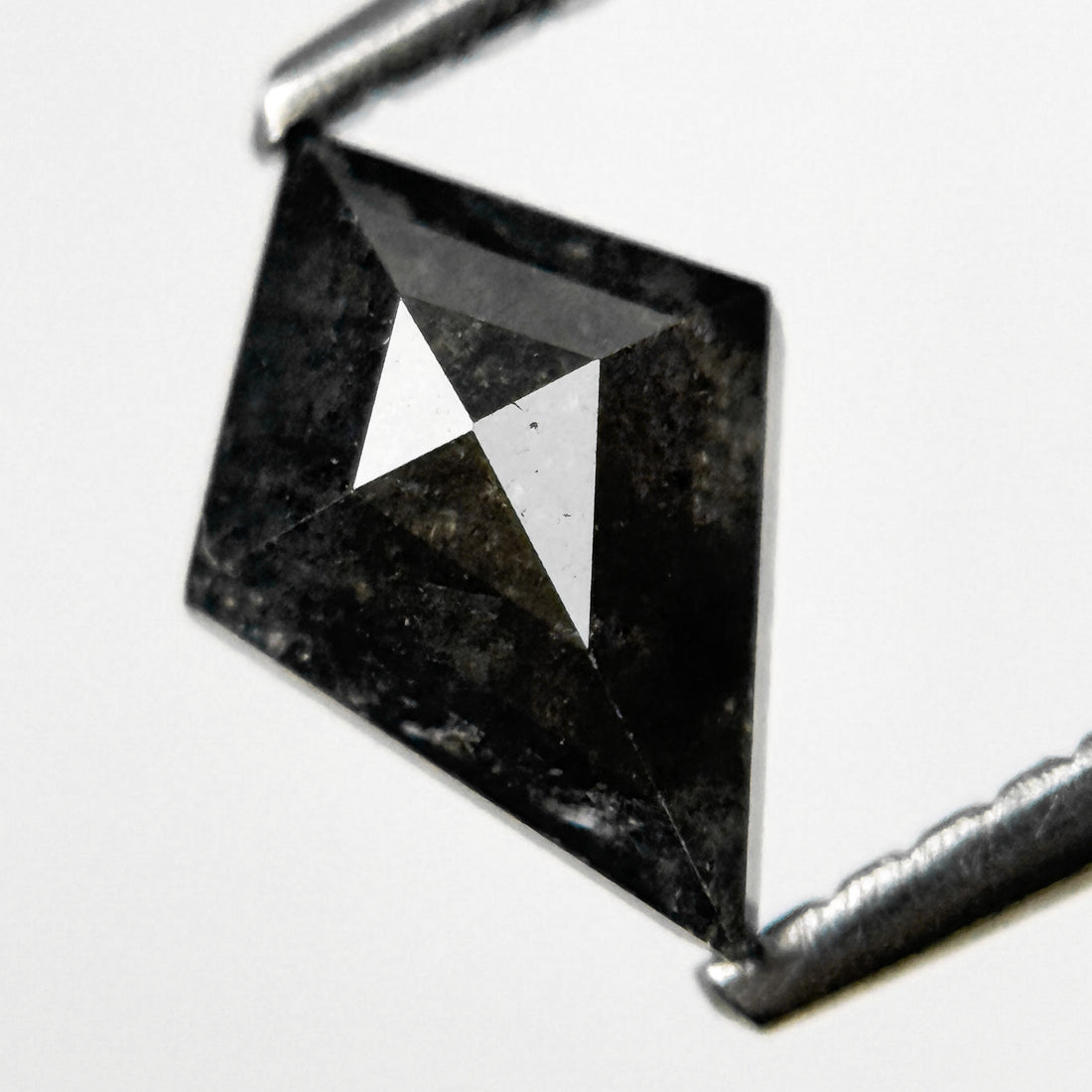 0.74 Ct Kite Rose Cut Black Natural Salt and Pepper Diamond