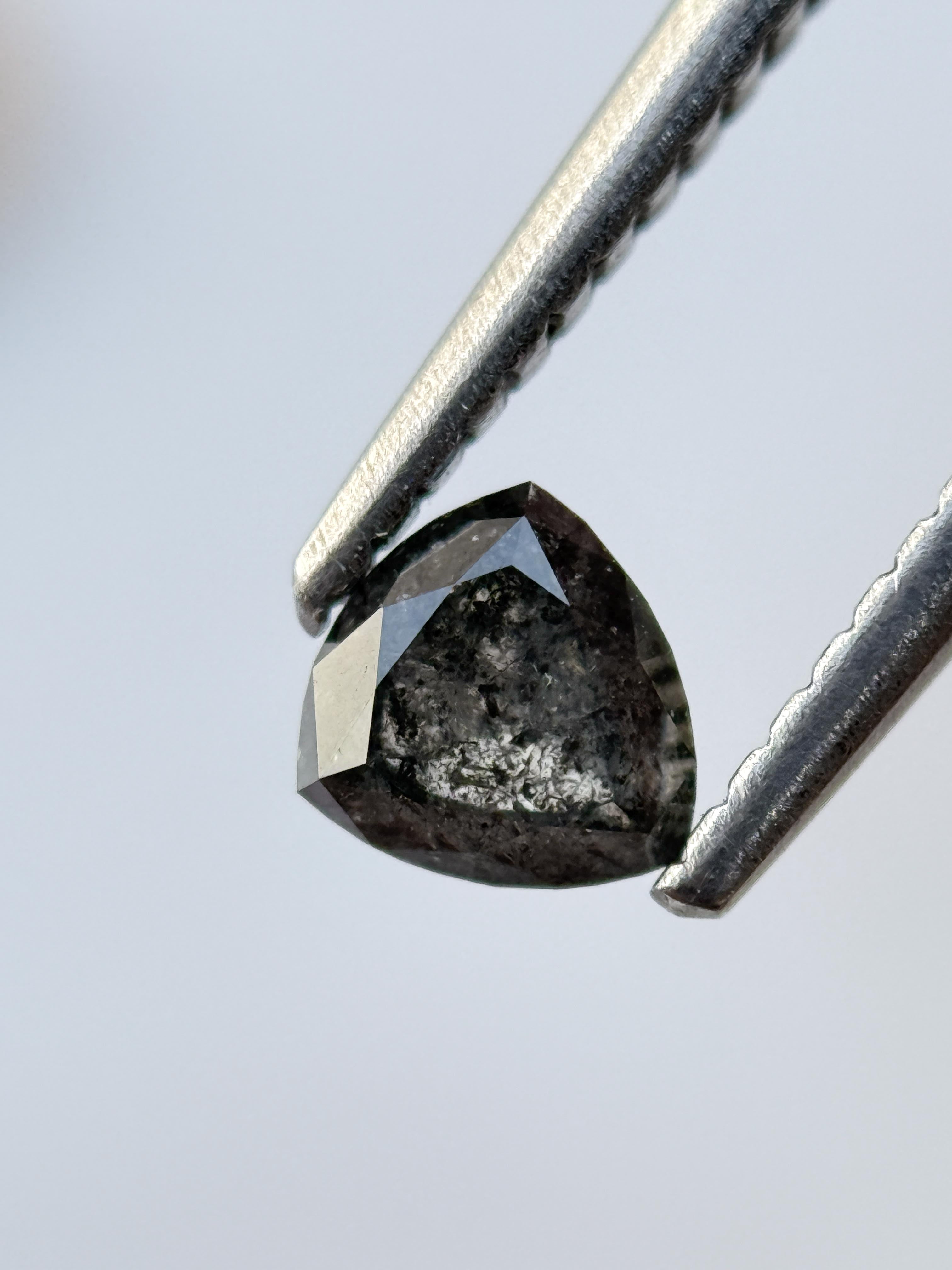 0.55 Ct Triangle Rose Cut Grey Natural Salt and Pepper Diamond