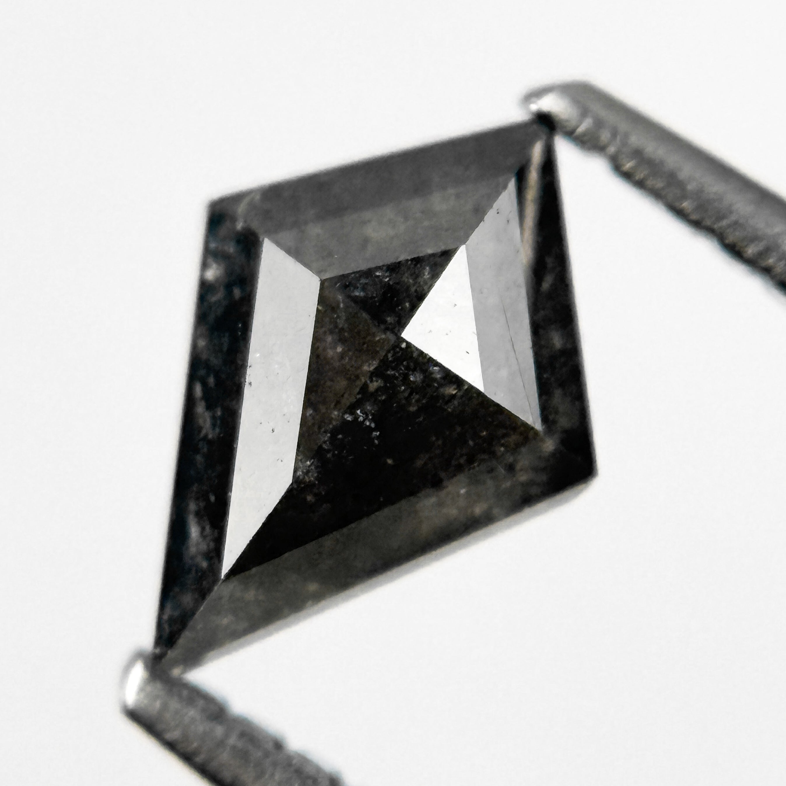 0.74 Ct Kite Rose Cut Black Natural Salt and Pepper Diamond