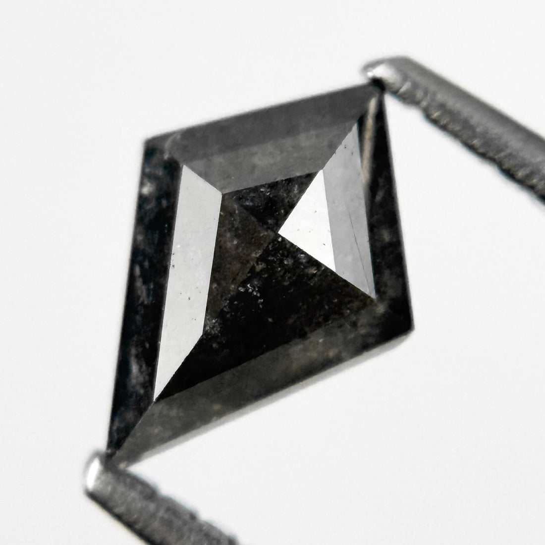 0.74 Ct Kite Rose Cut Black Natural Salt and Pepper Diamond