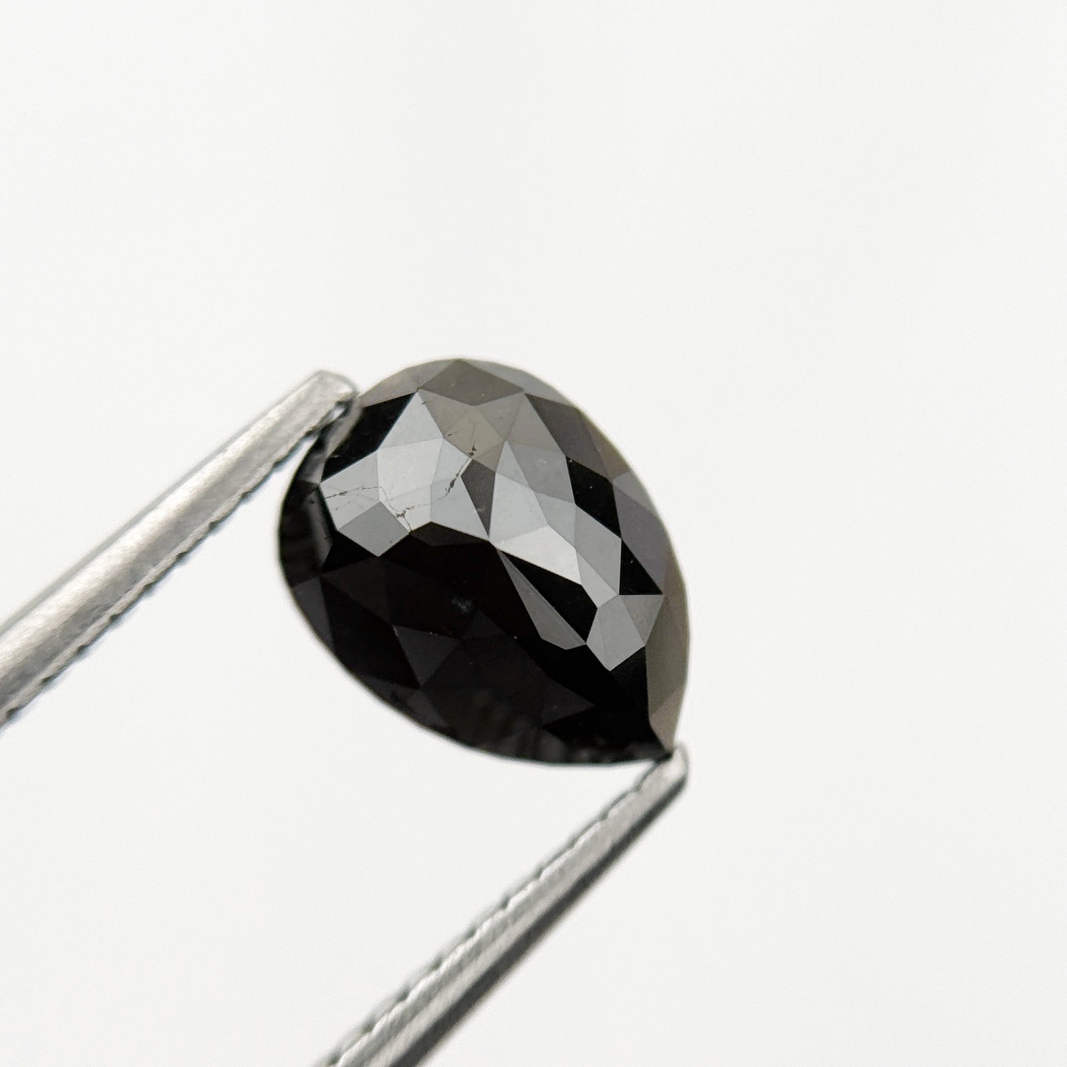 2.04 Ct Pear Rose Cut Black Natural Fancy Diamond