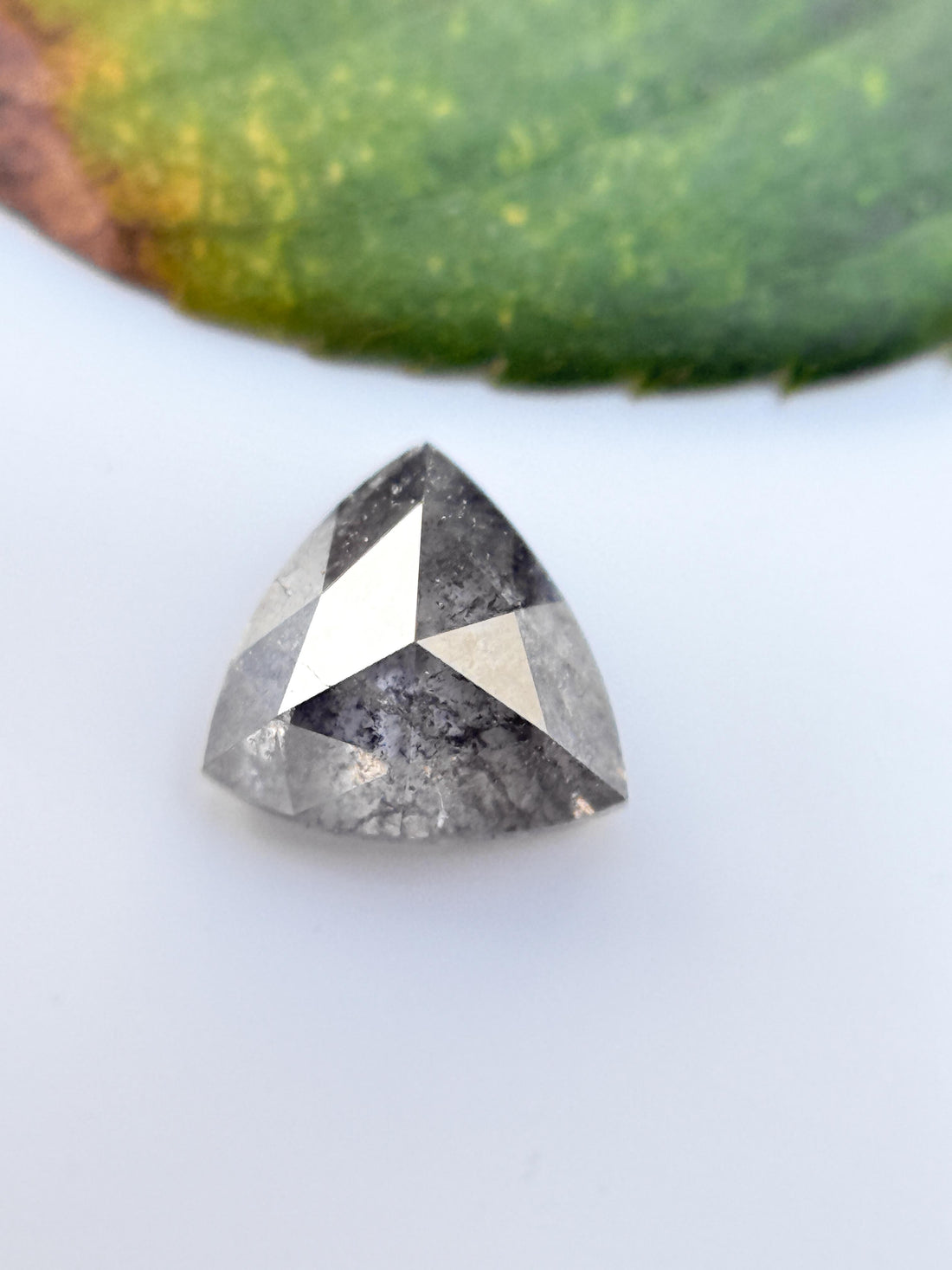 0.49 Ct Triangle Rose Cut Grey Natural Salt and Pepper Diamond
