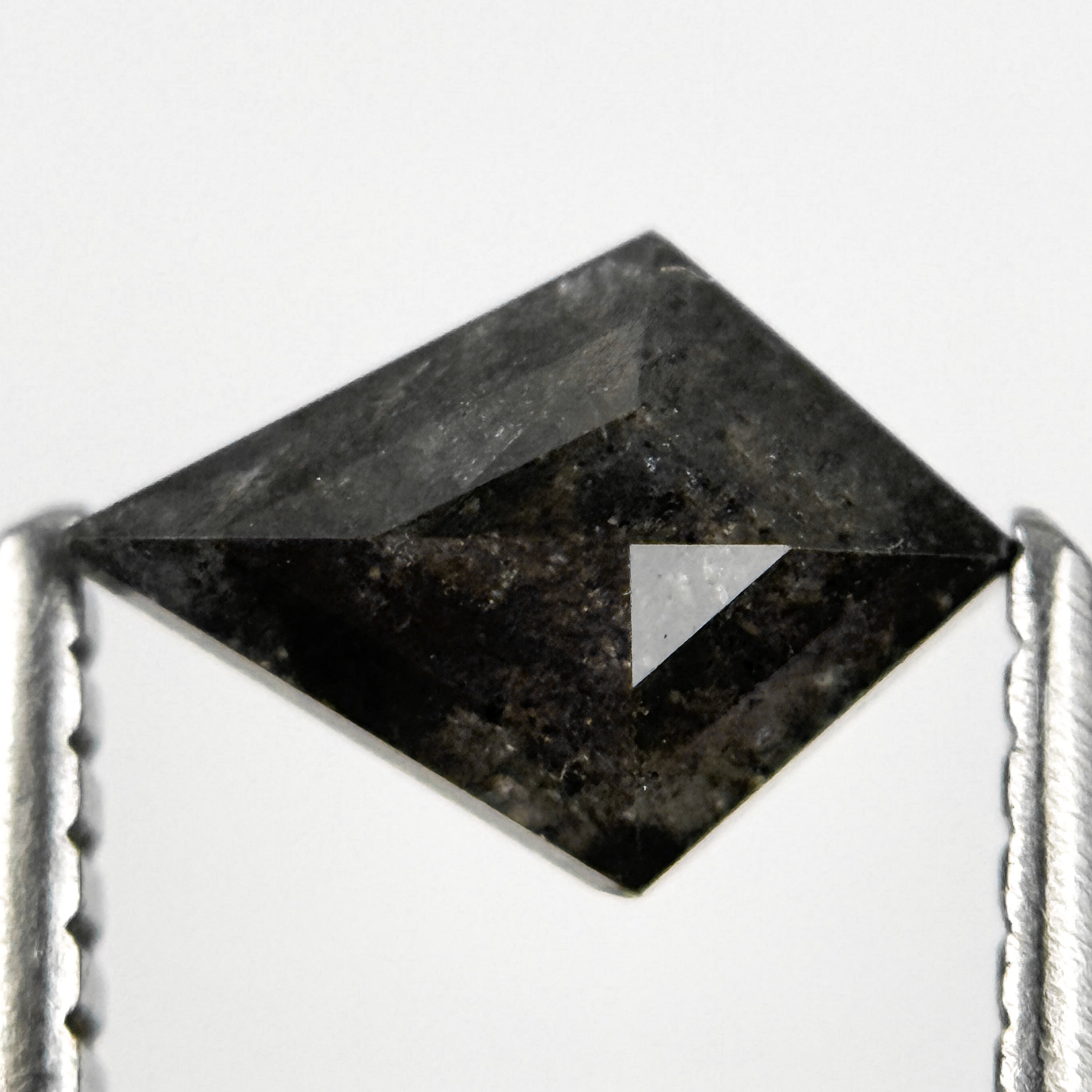 0.74 Ct Kite Rose Cut Black Natural Salt and Pepper Diamond