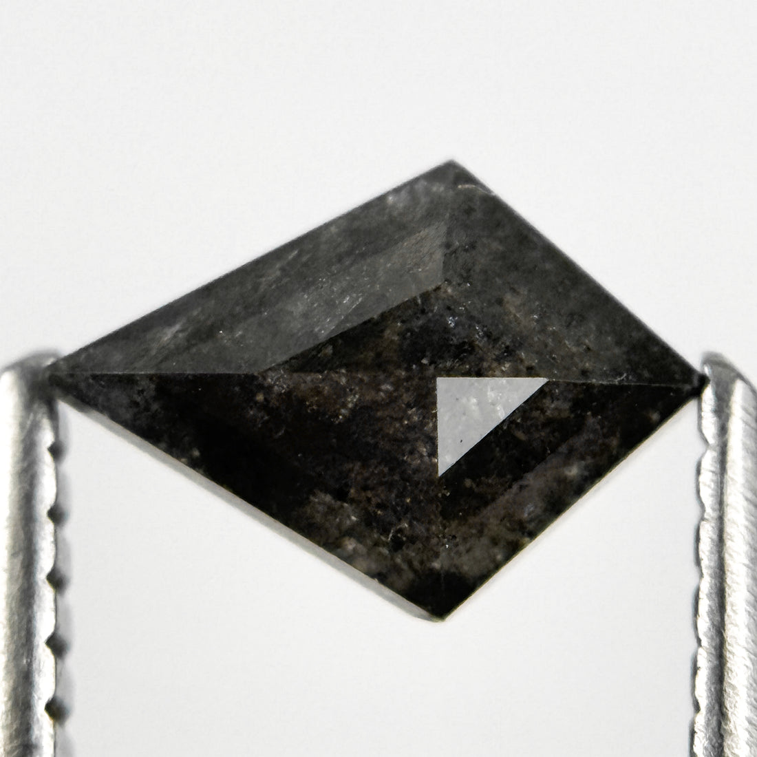 0.74 Ct Kite Rose Cut Black Natural Salt and Pepper Diamond