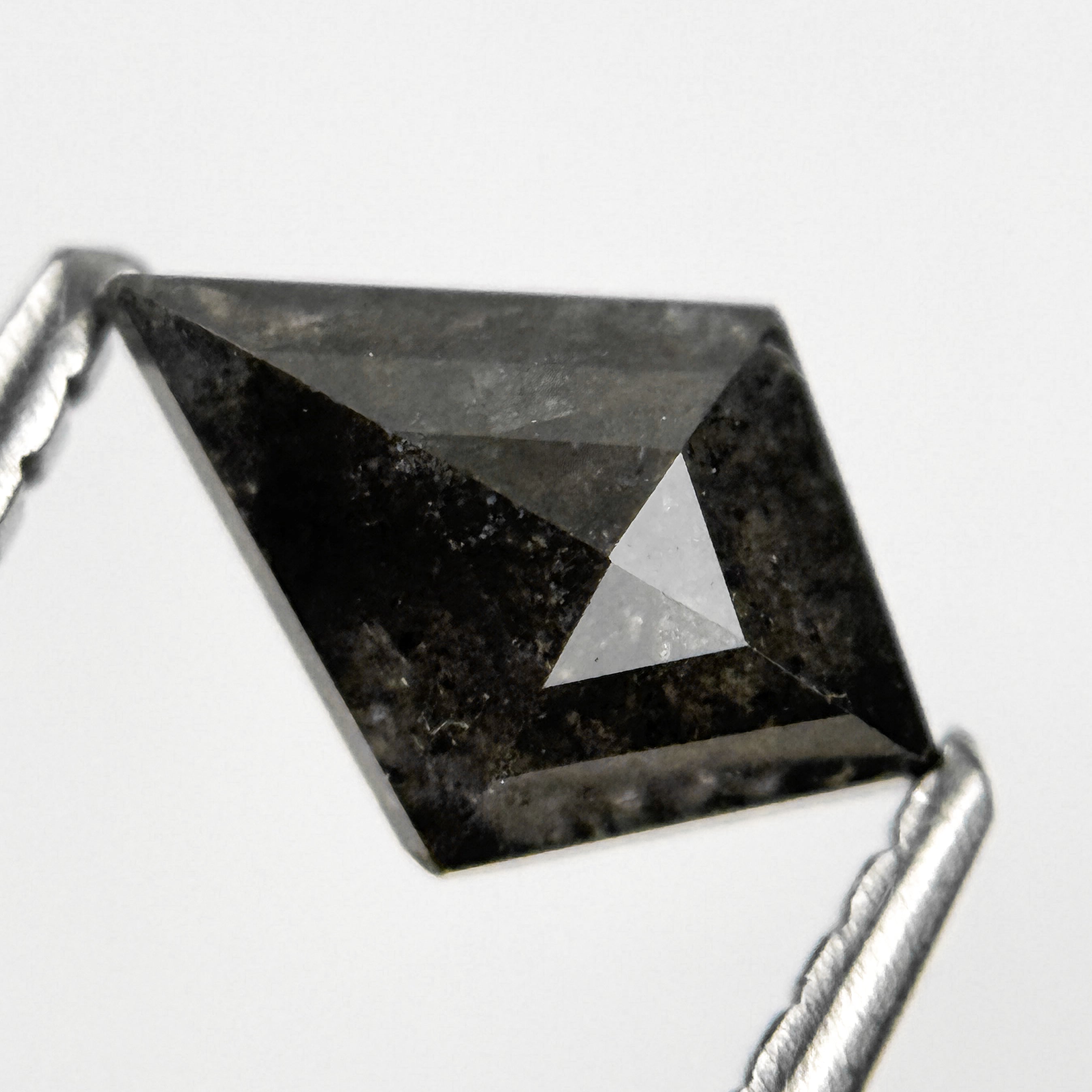 0.74 Ct Kite Rose Cut Black Natural Salt and Pepper Diamond