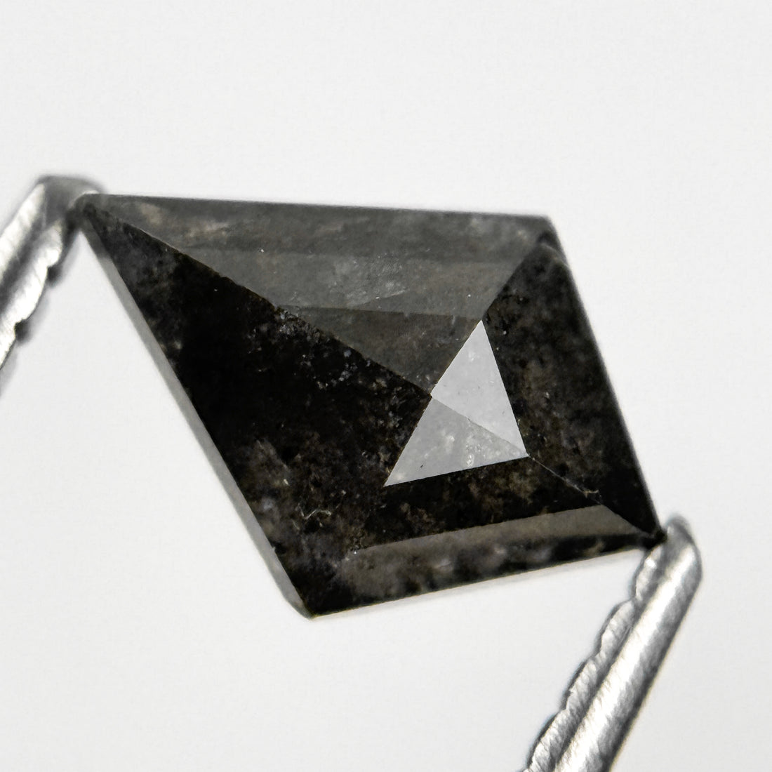 0.74 Ct Kite Rose Cut Black Natural Salt and Pepper Diamond