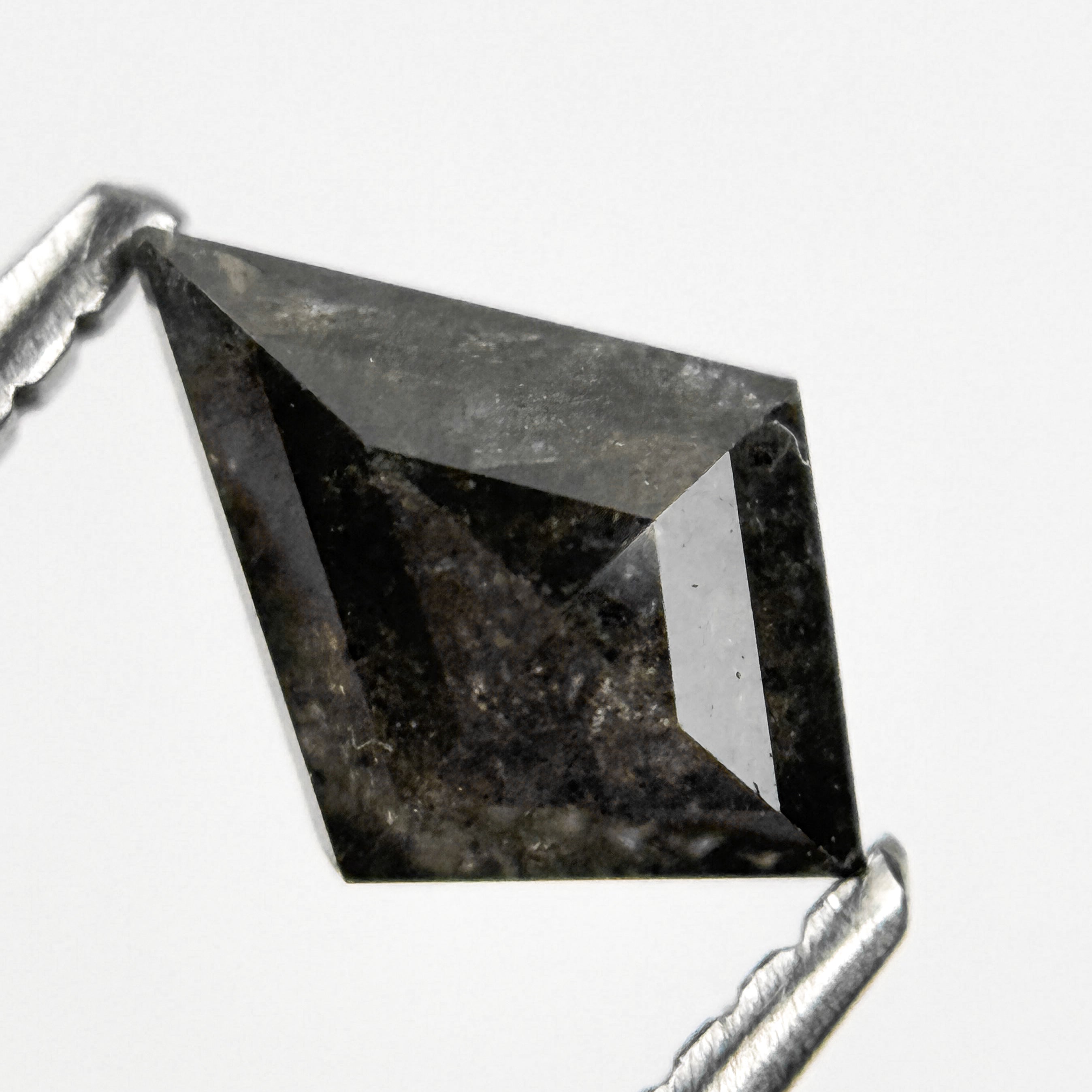 0.74 Ct Kite Rose Cut Black Natural Salt and Pepper Diamond