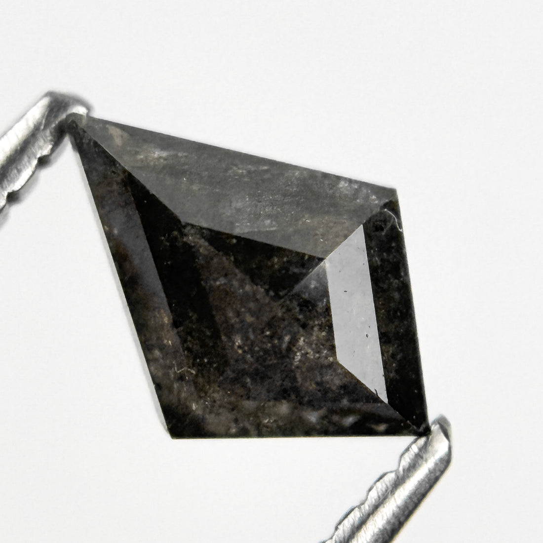 0.74 Ct Kite Rose Cut Black Natural Salt and Pepper Diamond