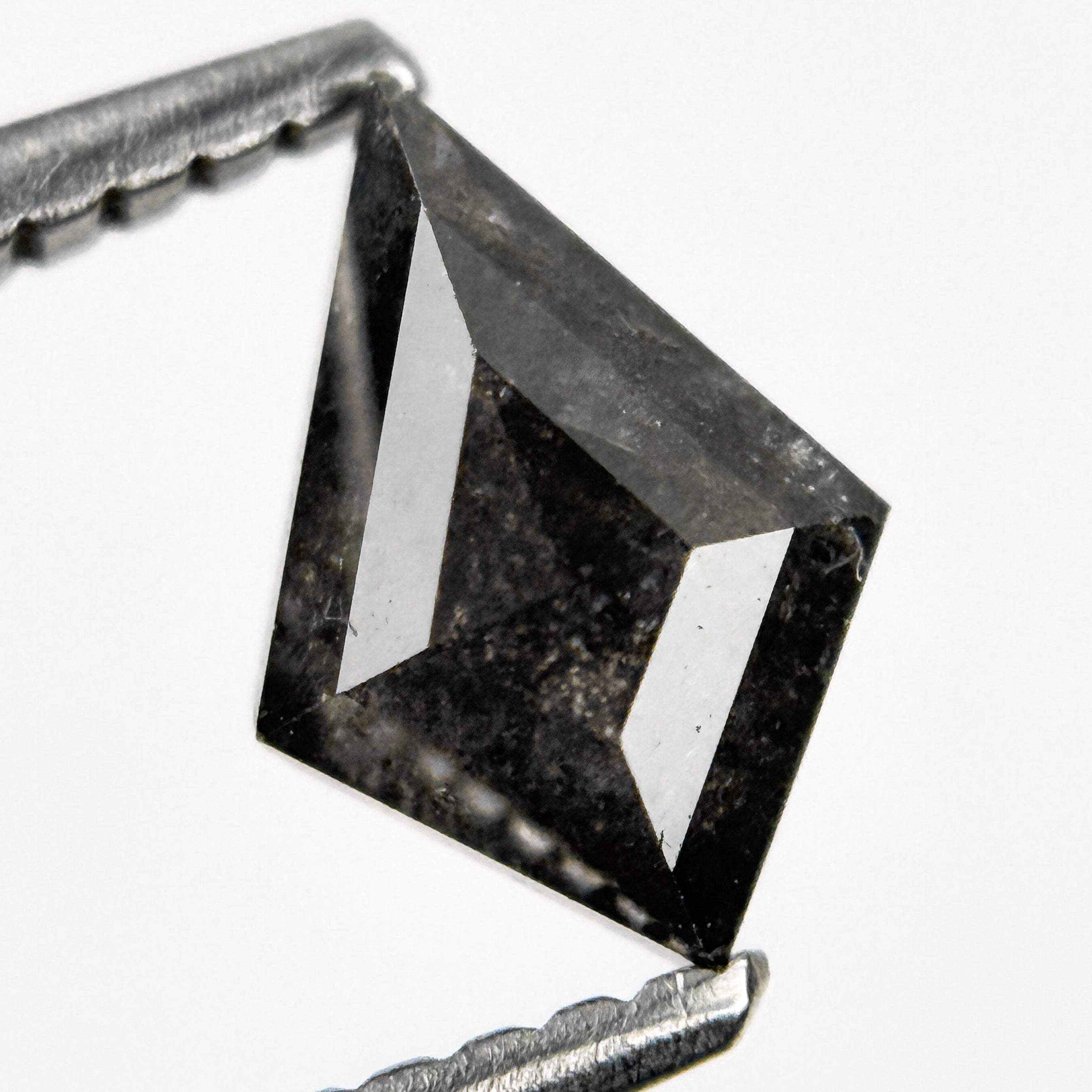 0.74 Ct Kite Rose Cut Black Natural Salt and Pepper Diamond