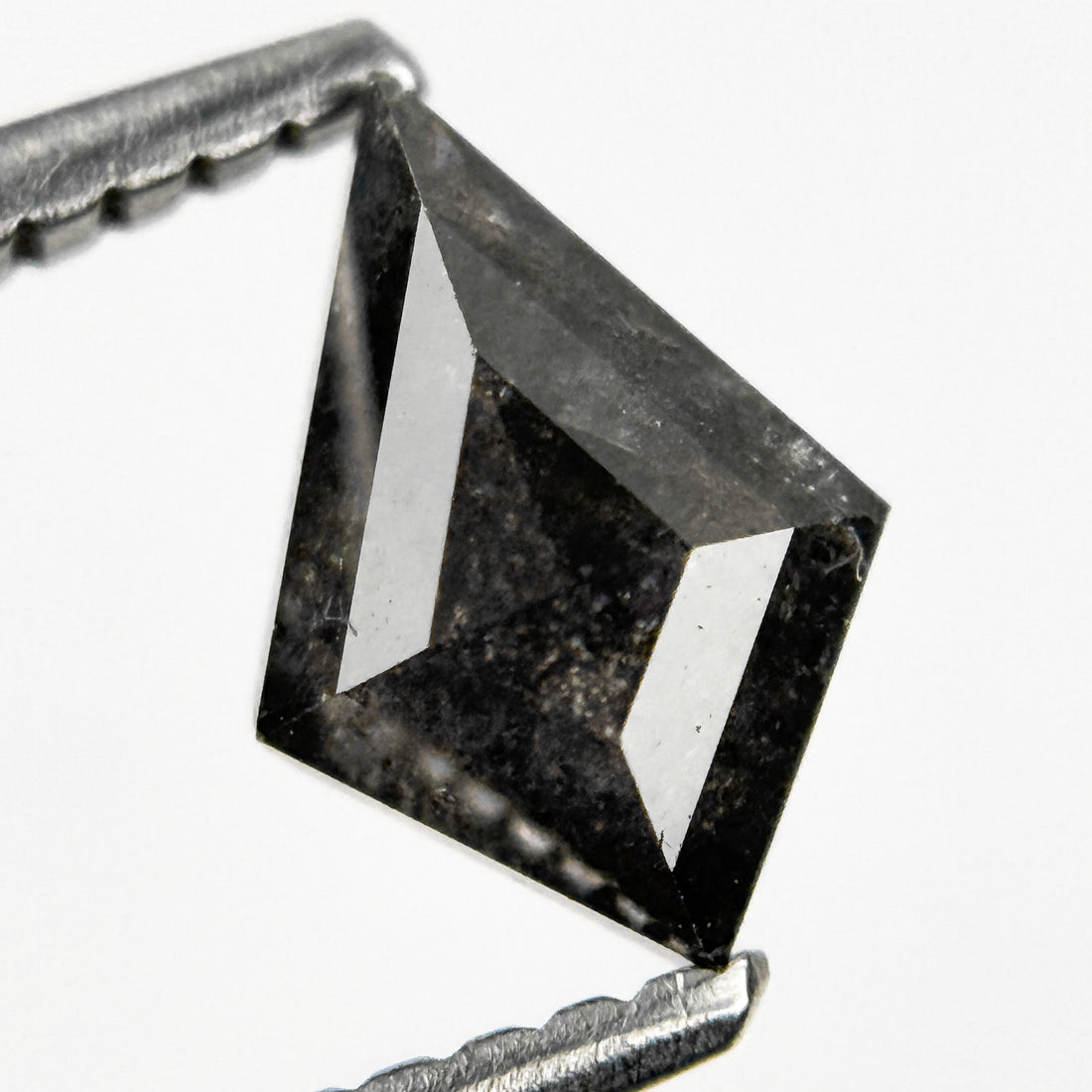 0.74 Ct Kite Rose Cut Black Natural Salt and Pepper Diamond