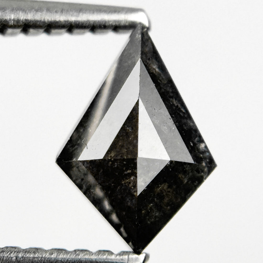 0.74 Ct Kite Rose Cut Black Natural Salt and Pepper Diamond