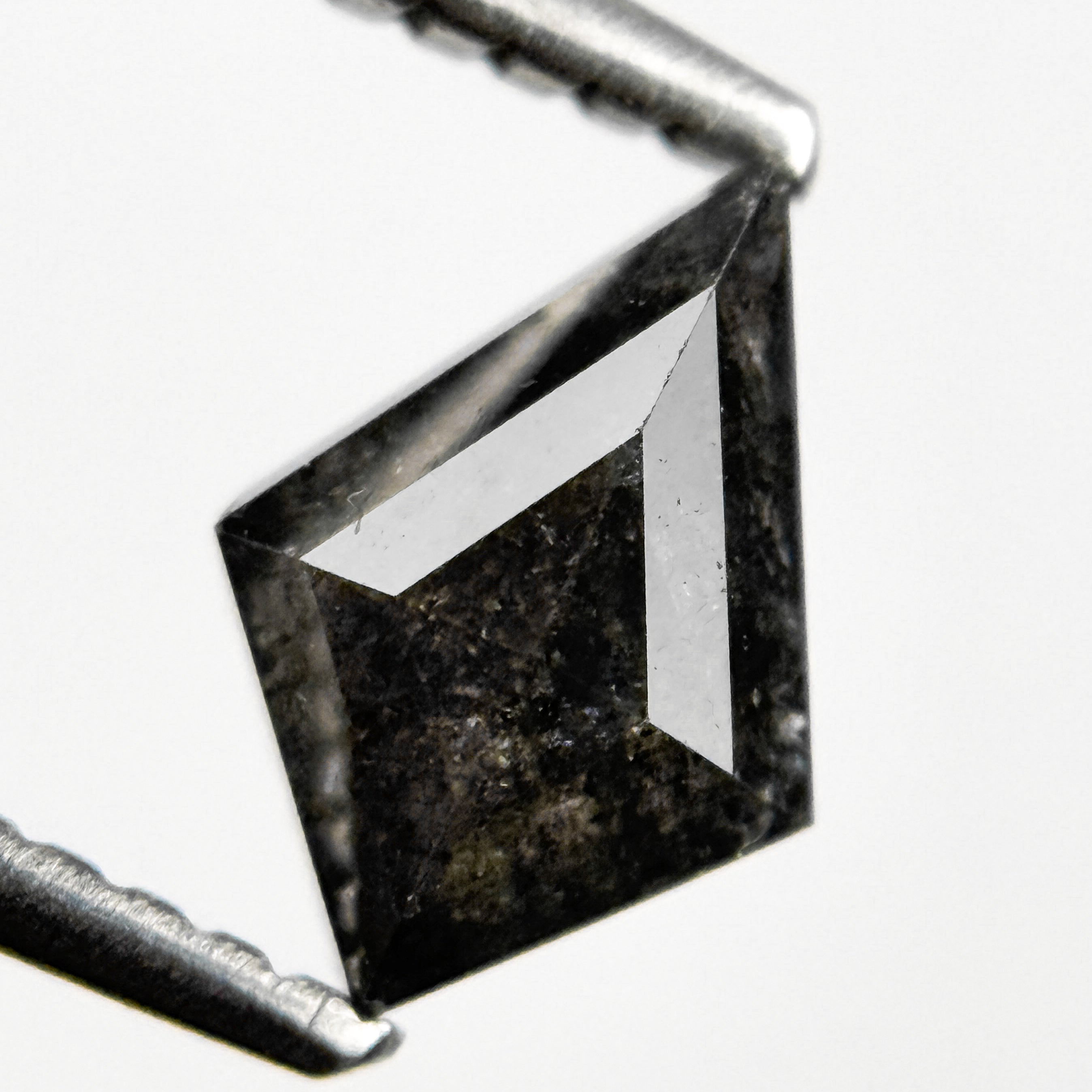 0.74 Ct Kite Rose Cut Black Natural Salt and Pepper Diamond