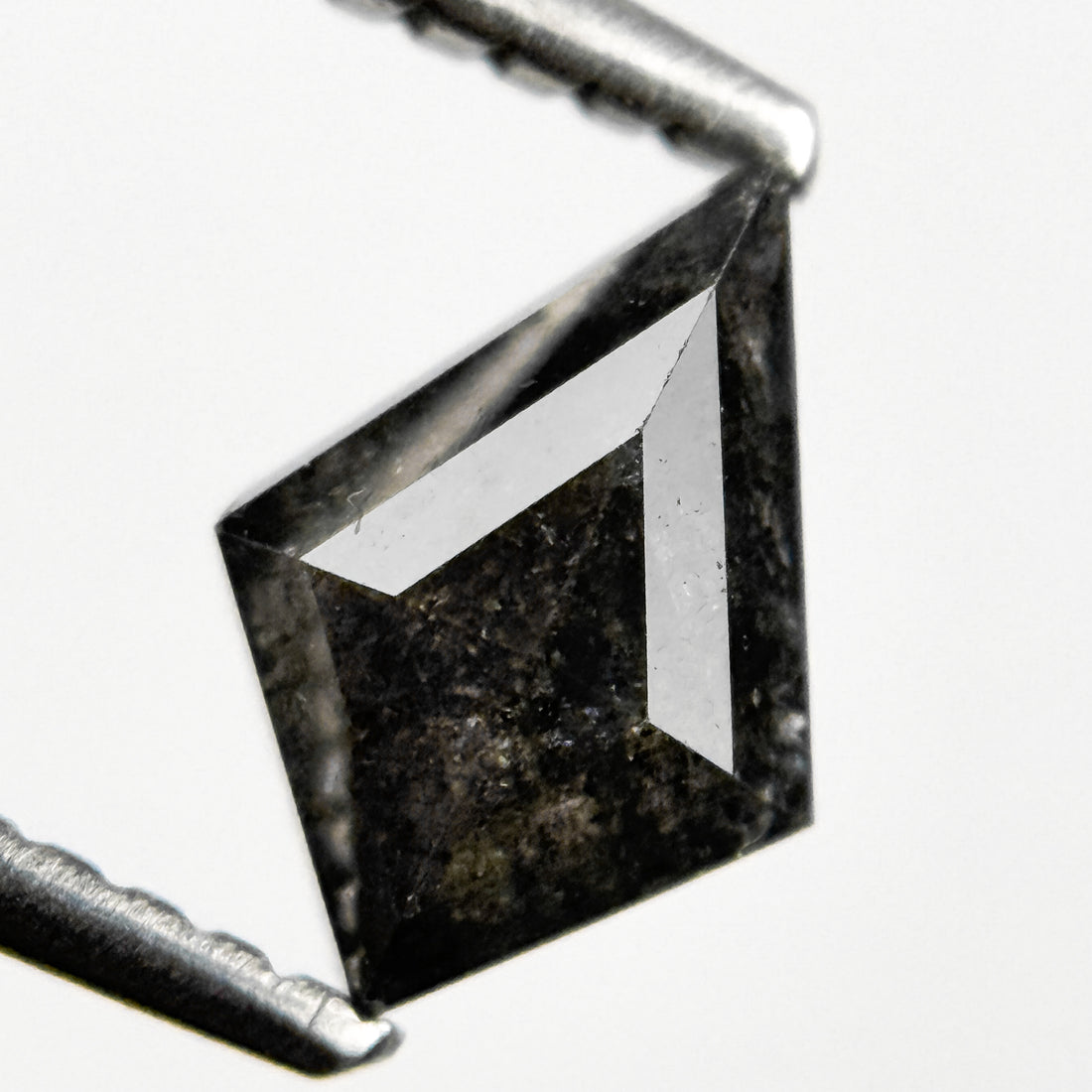 0.74 Ct Kite Rose Cut Black Natural Salt and Pepper Diamond