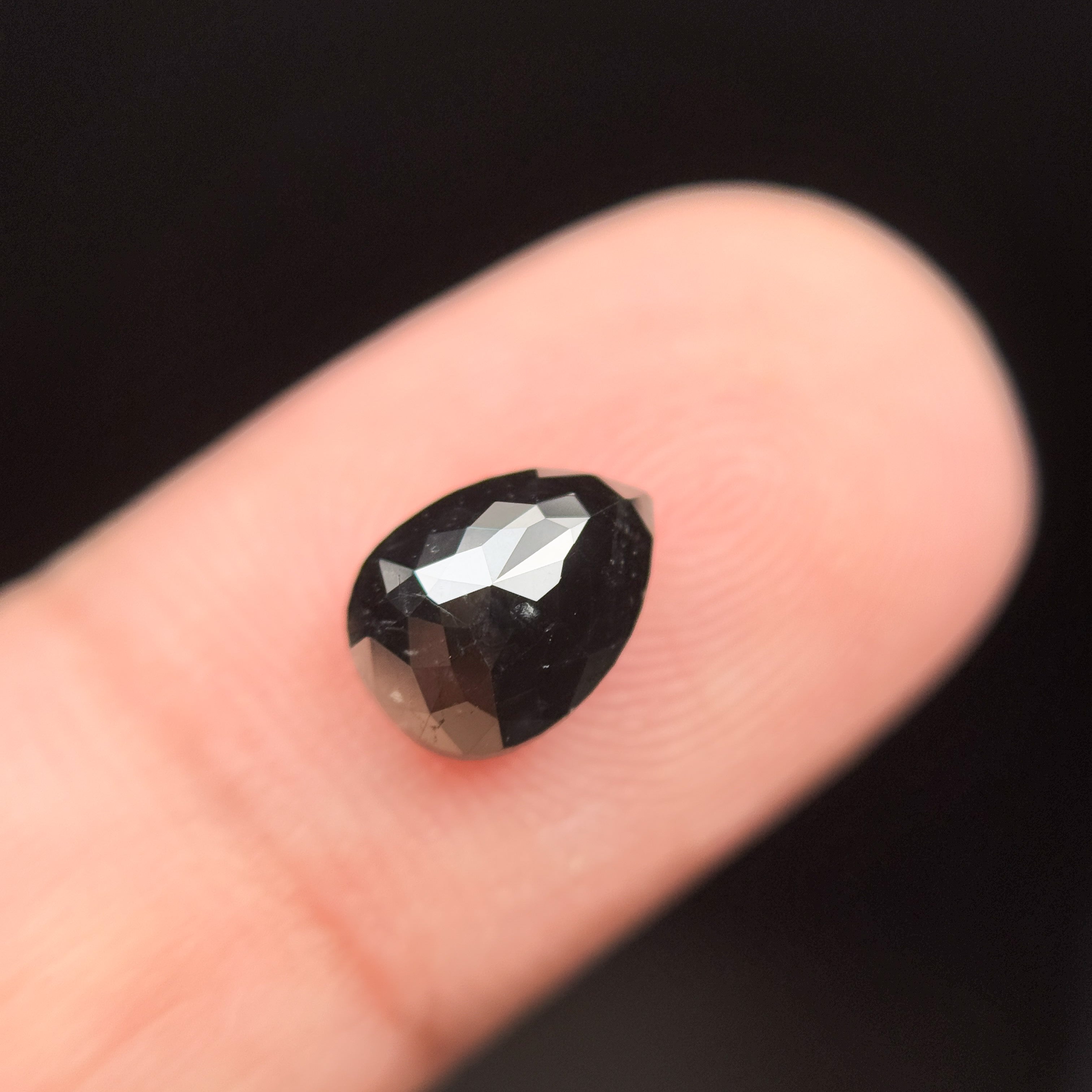 2.04 Ct Pear Rose Cut Black Natural Fancy Diamond