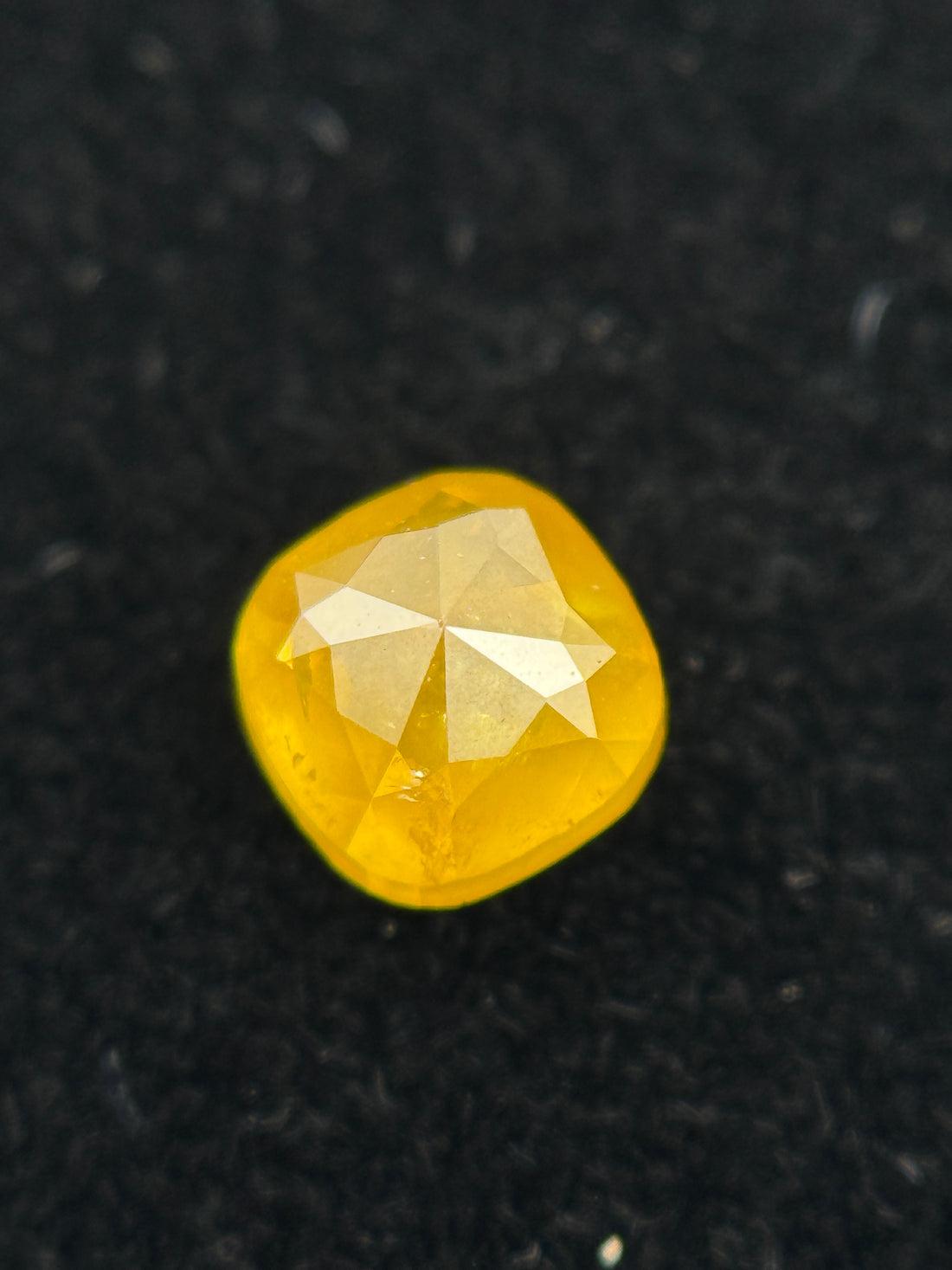 0.67 Ct Cushion Rose Cut Yellow Natural Fancy Diamond